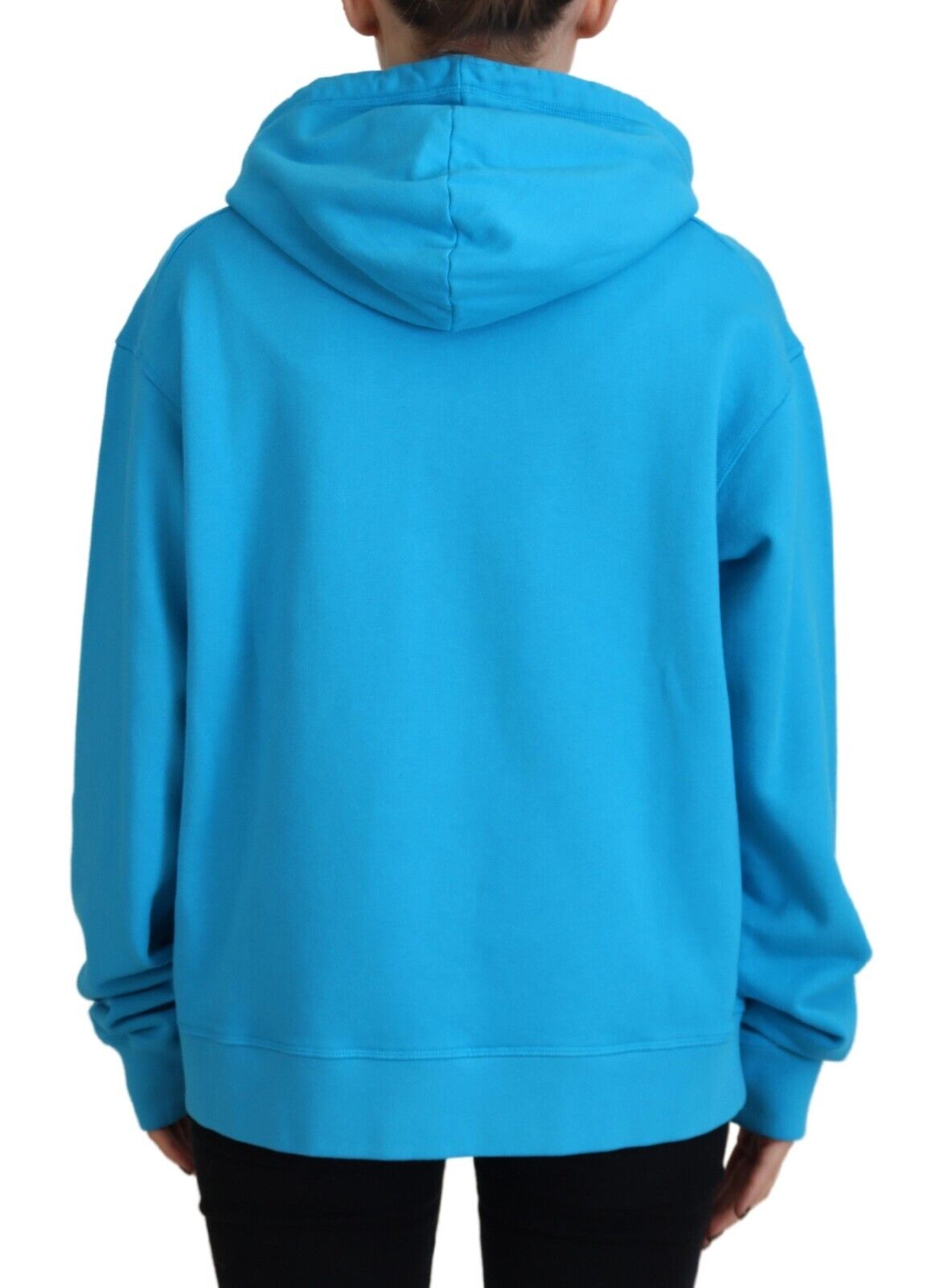 Sweat-shirt à capuche en coton imprimé logo bleu Dsquared²