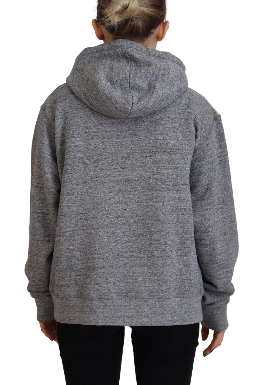 Sweat-shirt à capuche en coton imprimé logo gris Dsquared²