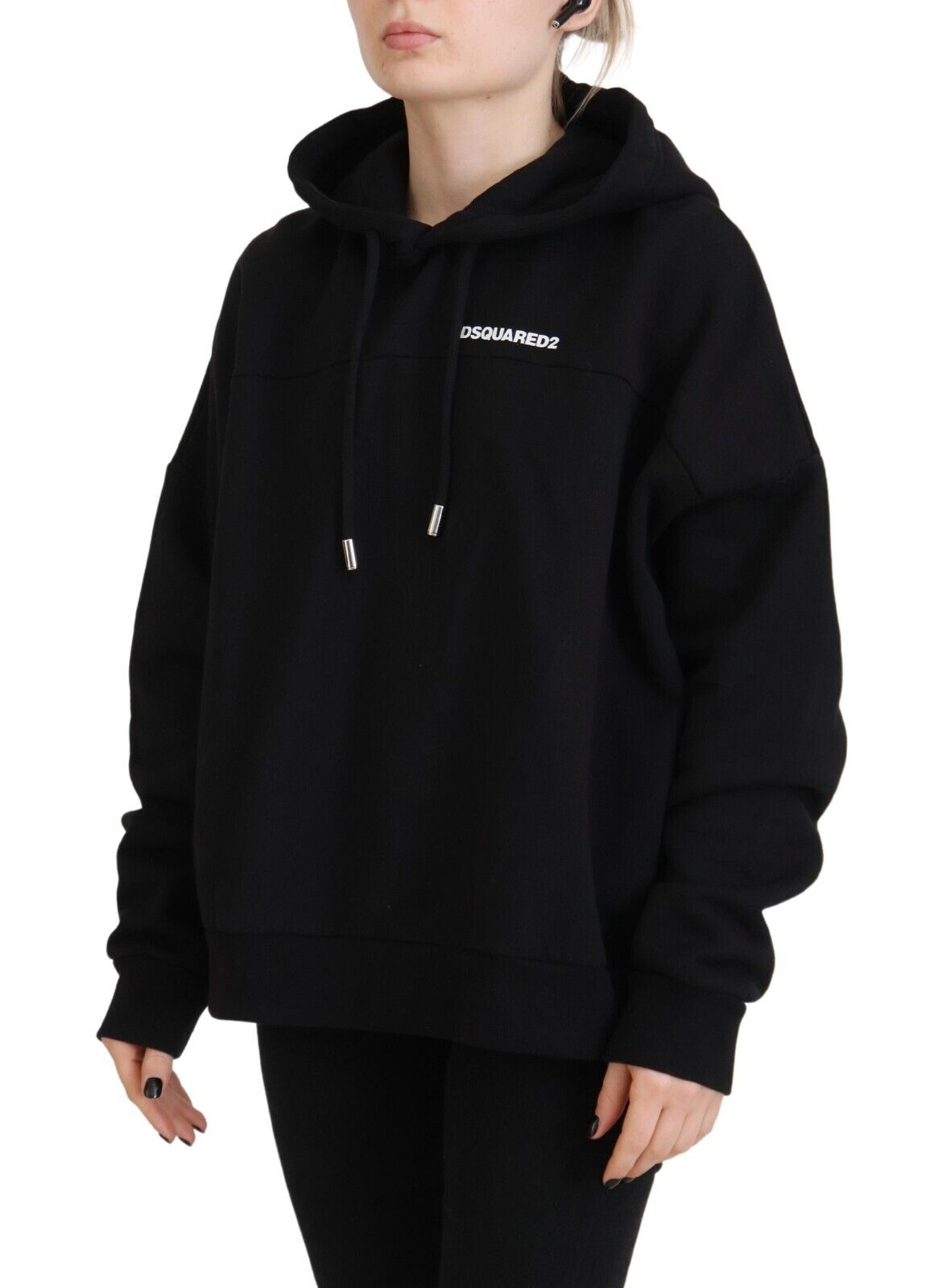 Dsquared² Black Logo Patch Cotton Hoodie Sweatshirt Sweater