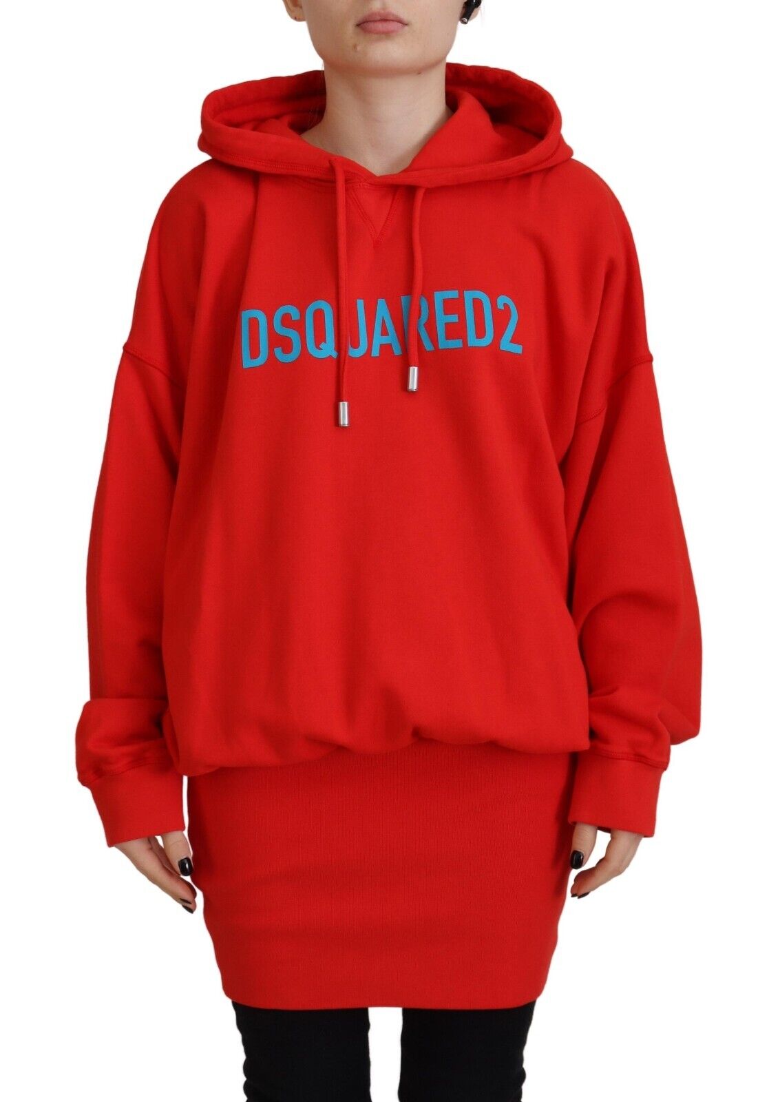 Sudadera con capucha de algodón con estampado del logotipo rojo de Dsquared²