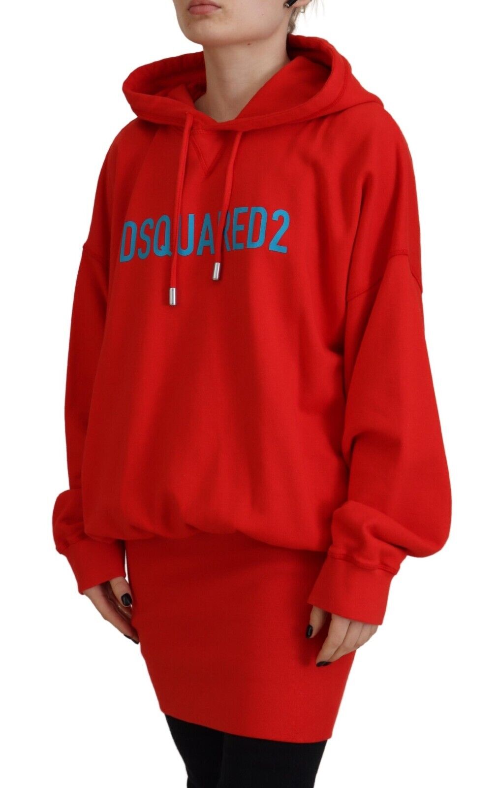 Sudadera con capucha de algodón con estampado del logotipo rojo de Dsquared²