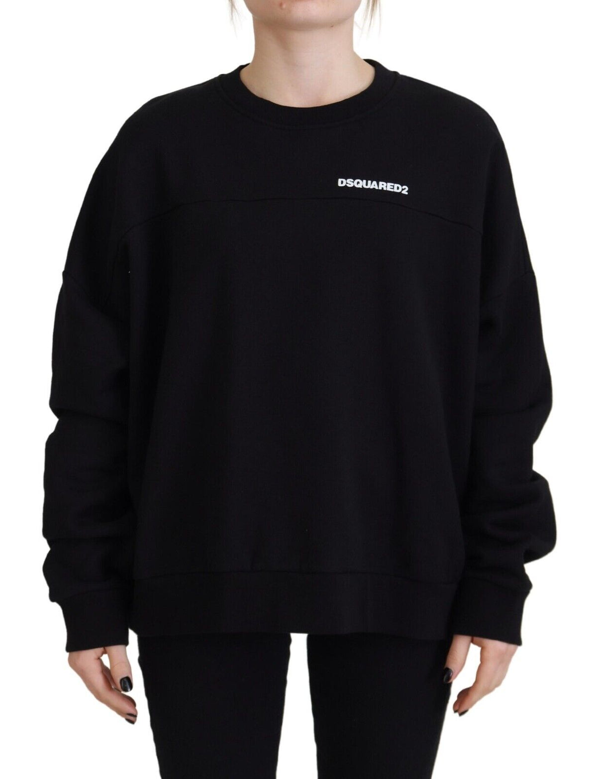 Pull à manches longues en coton noir imprimé pour femme Dsquared²