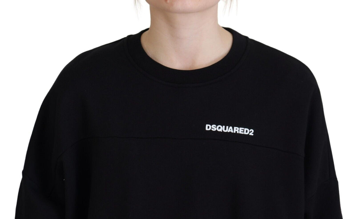 Pull à manches longues en coton noir imprimé pour femme Dsquared²