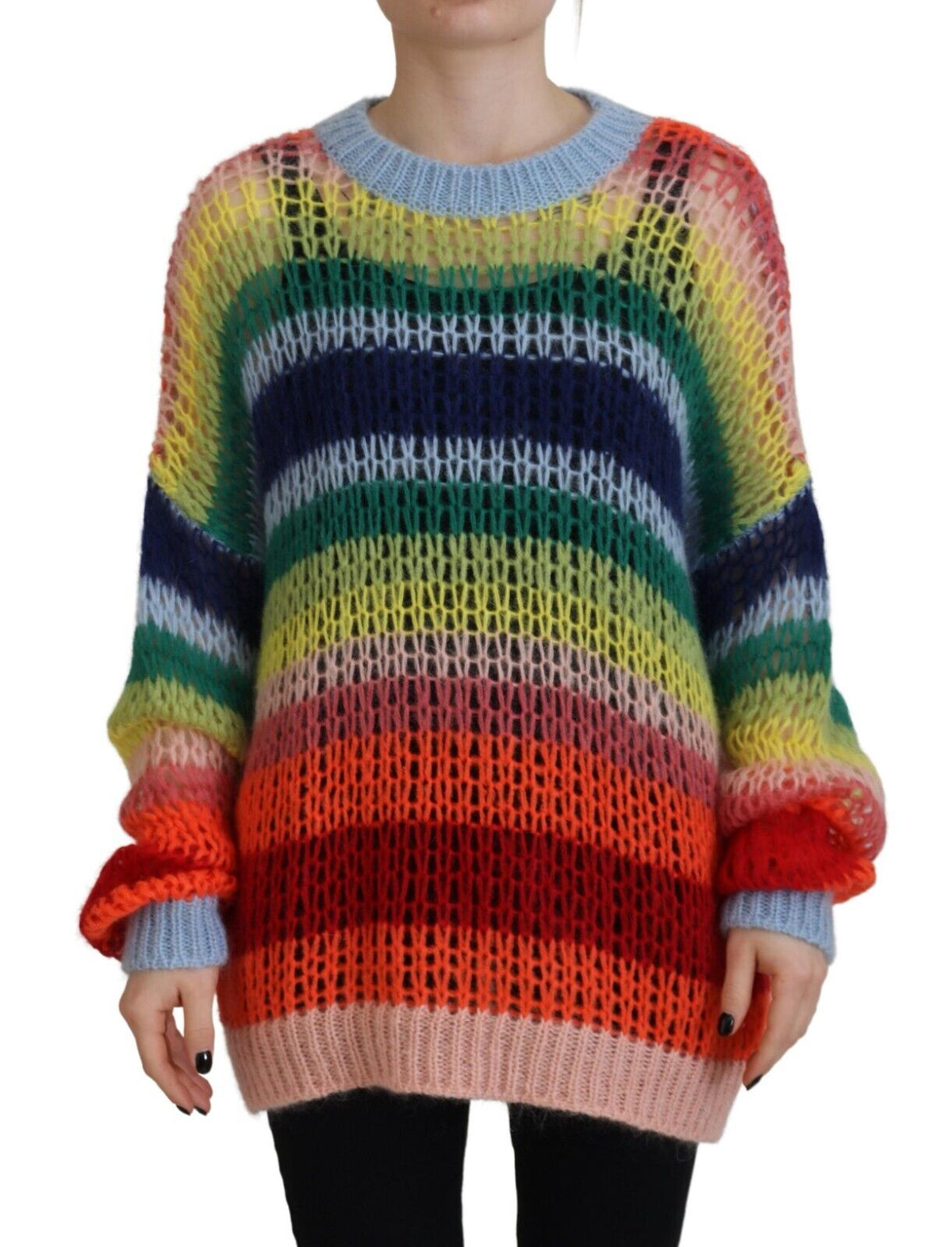 Pull ras du cou en mohair tricoté multicolore Dsquared²