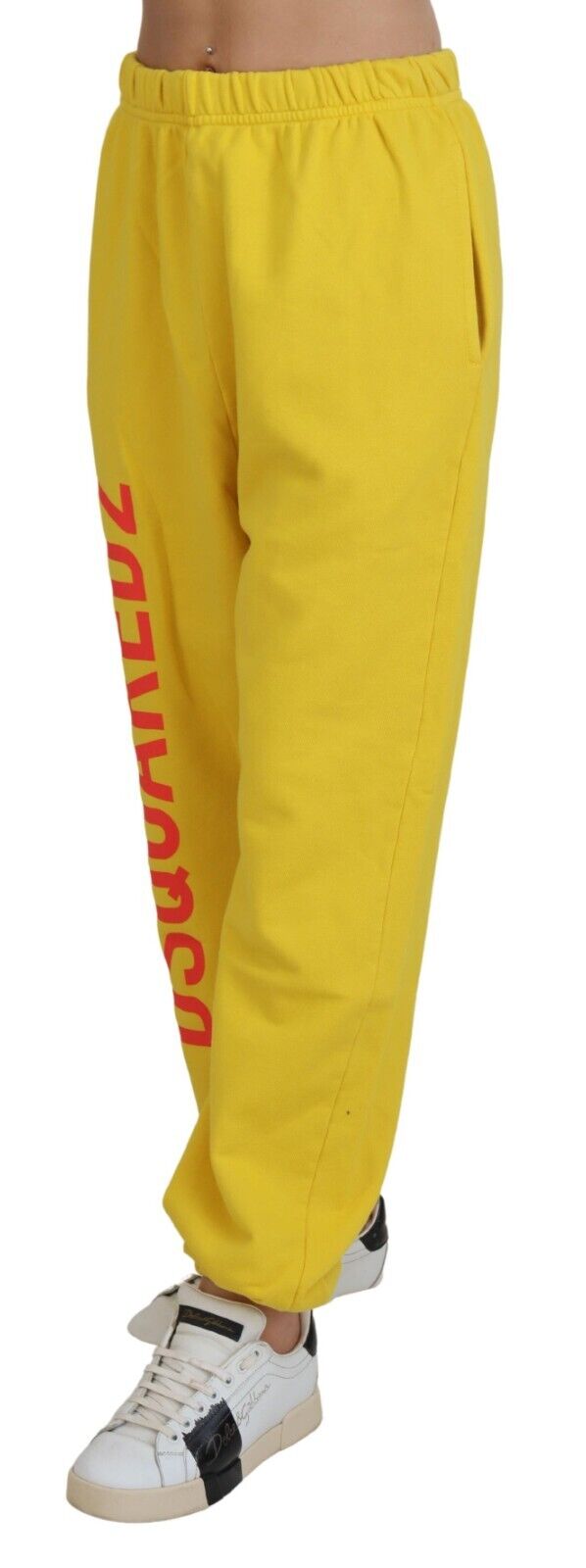 Pantalon de jogging jaune taille moyenne avec logo imprimé Dsquared²