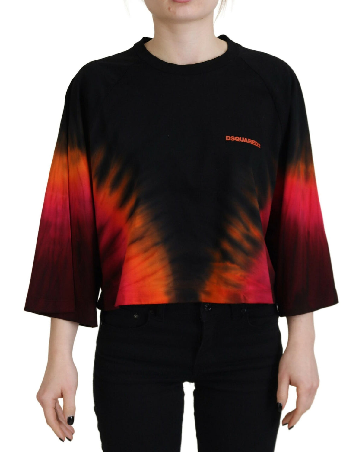 Haut ras du cou décontracté en coton noir tie dye Dsquared²