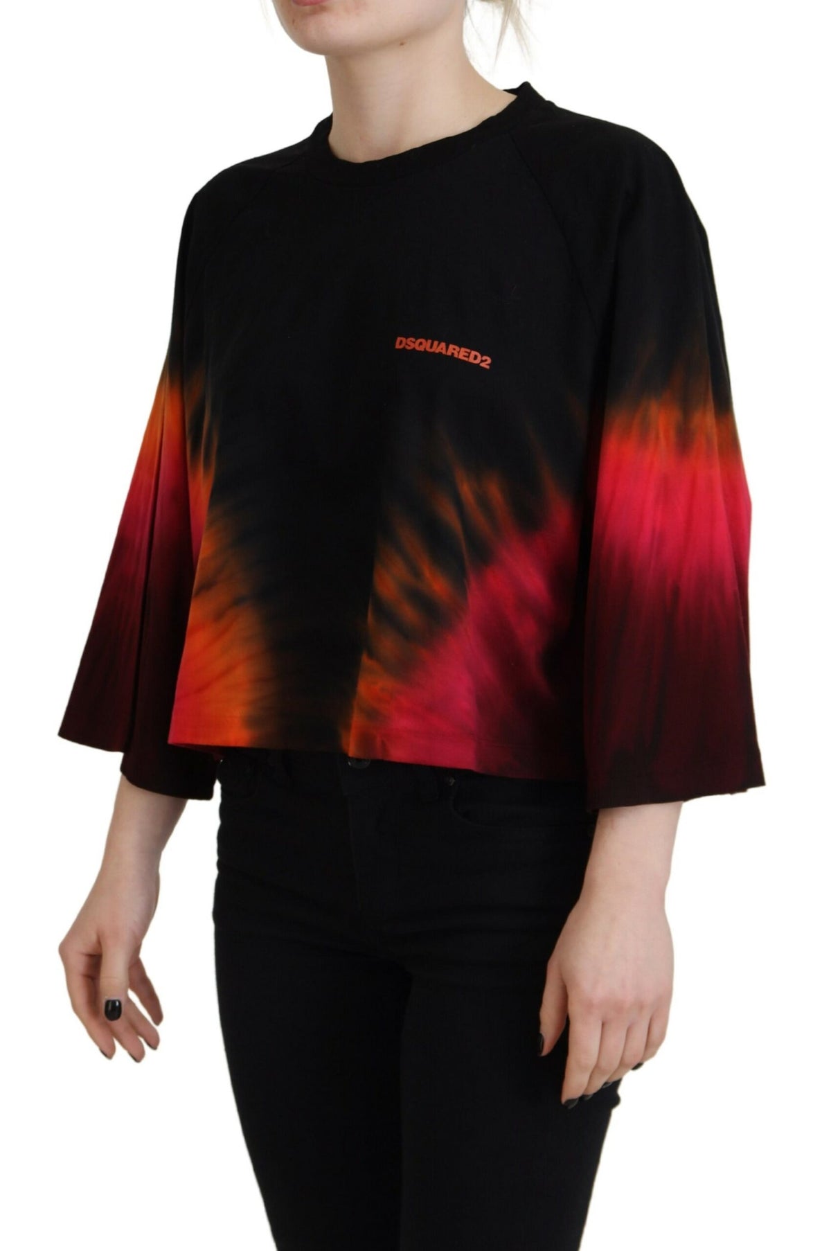 Haut ras du cou décontracté en coton noir tie dye Dsquared²