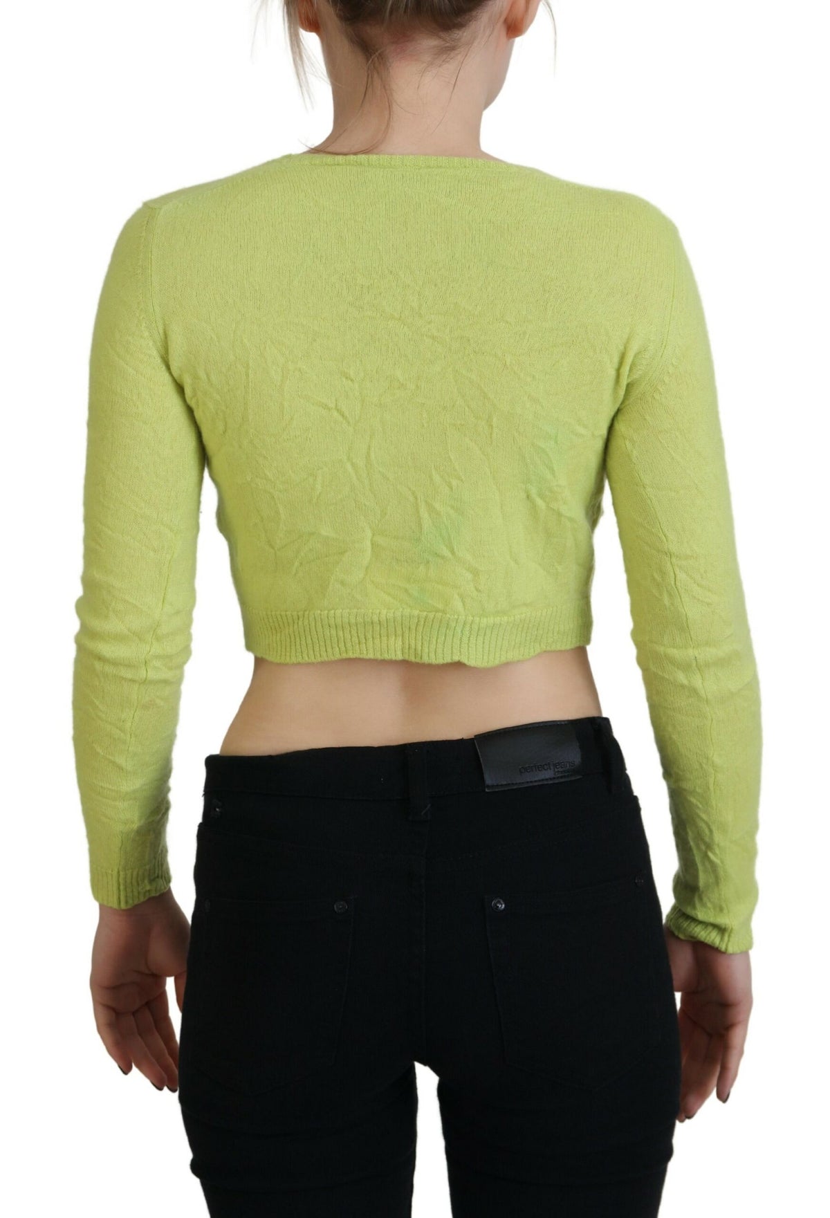 Pull court à manches longues en cachemire jaune vert Dsquared²