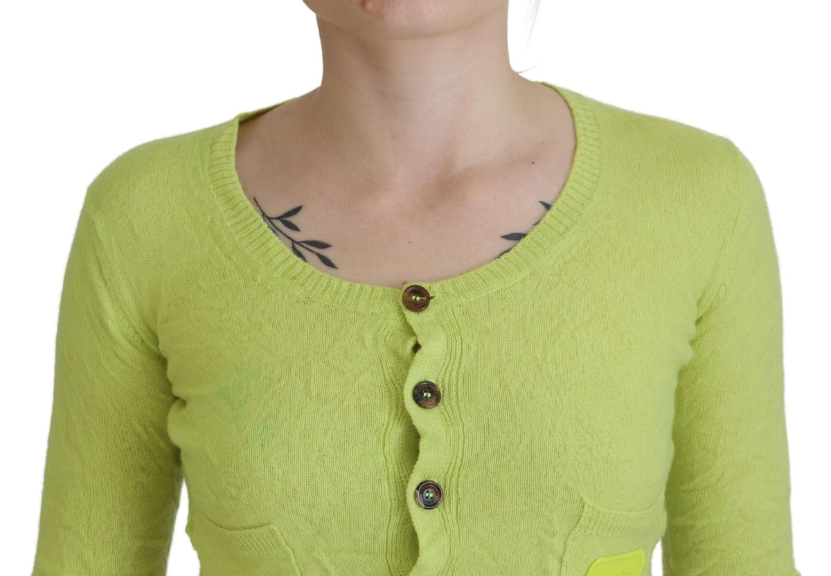 Pull court à manches longues en cachemire jaune vert Dsquared²