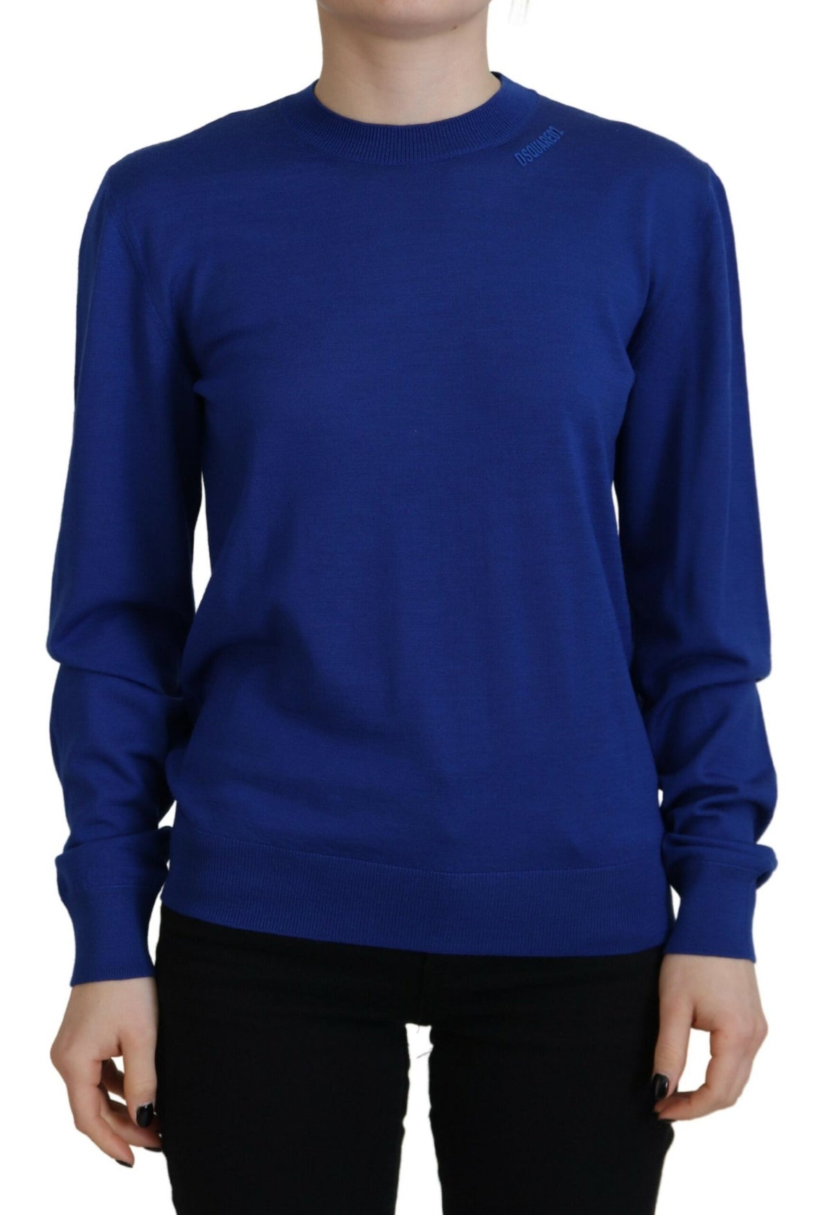 Pull décontracté à manches longues et col ras du cou bleu Dsquared²