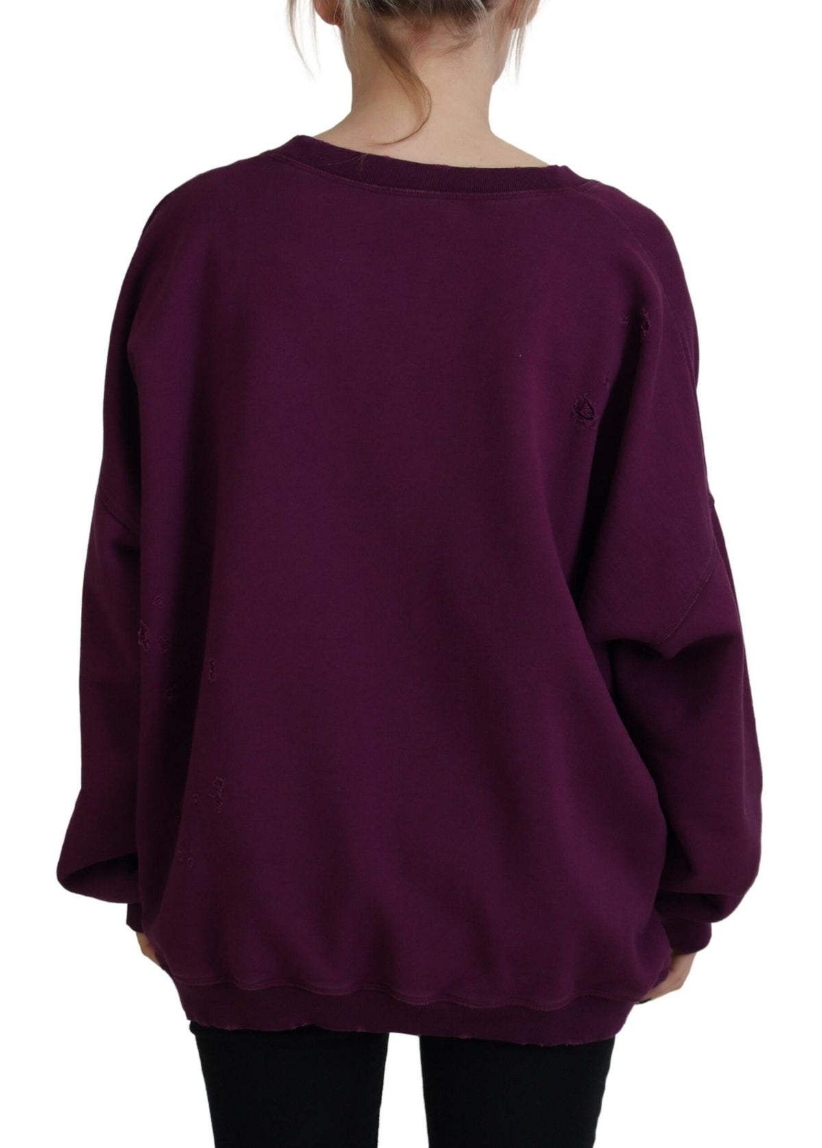 Pull à manches longues en coton violet imprimé vieilli Dsquared²