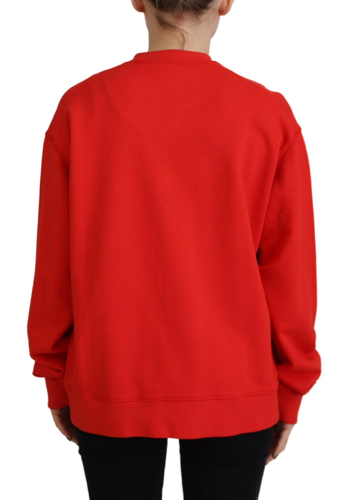 Pull ras du cou à manches longues en coton imprimé rouge Dsquared²