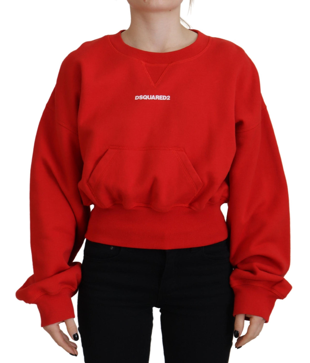 Pull ras du cou à manches longues et logo rouge imprimé Dsquared² pour femme