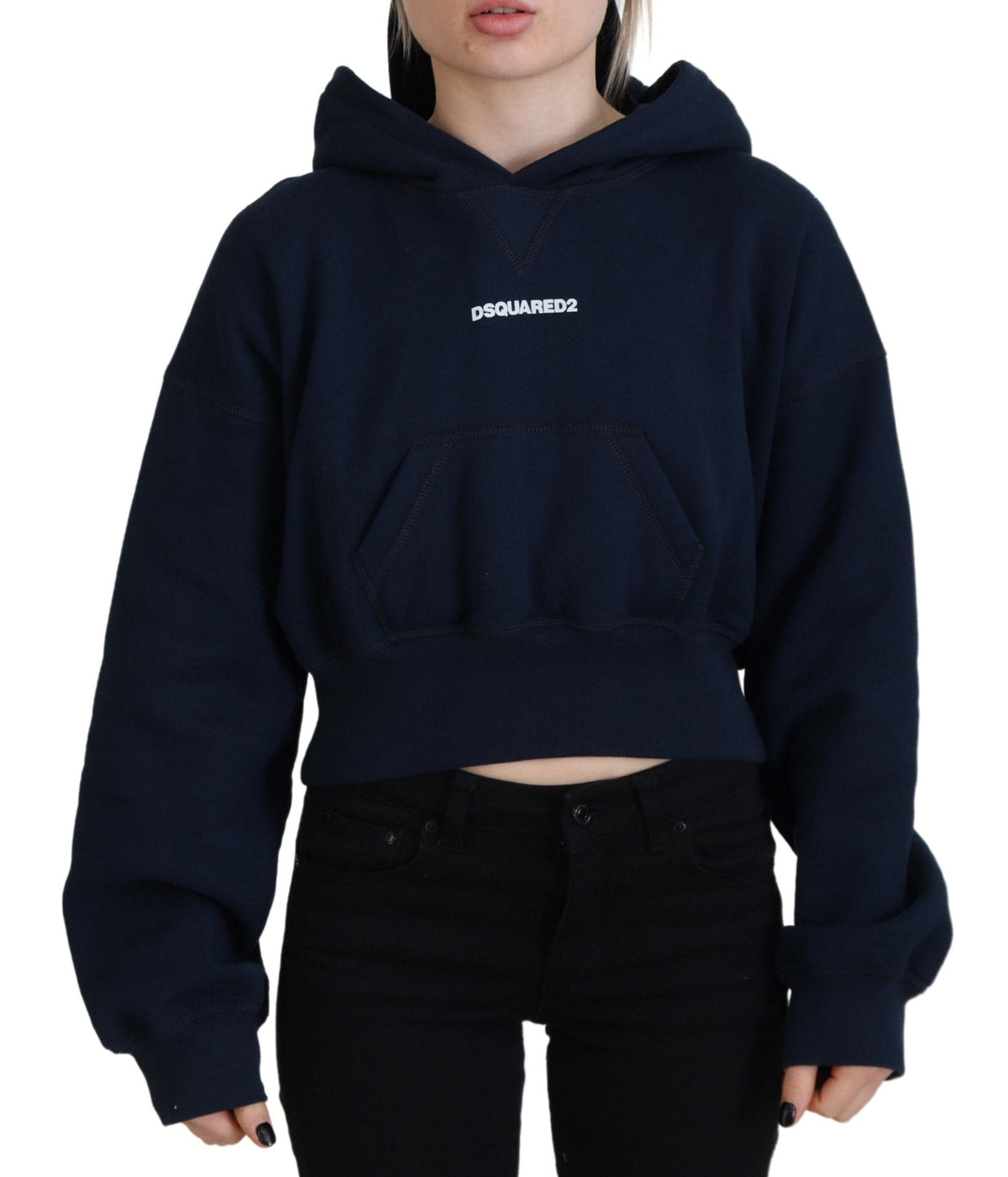 Pull à capuche et manches longues avec logo imprimé bleu Dsquared²