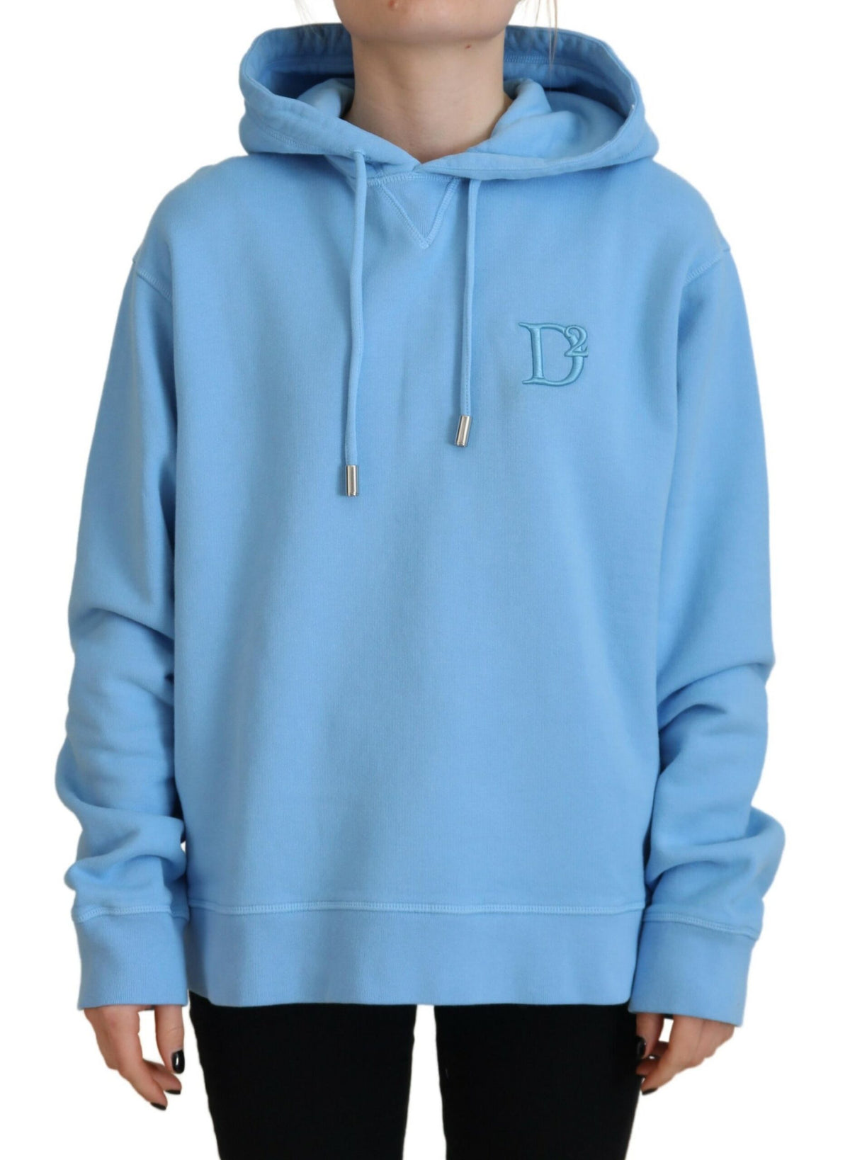 Pull à capuche et manches longues pour femme avec logo bleu clair Dsquared²