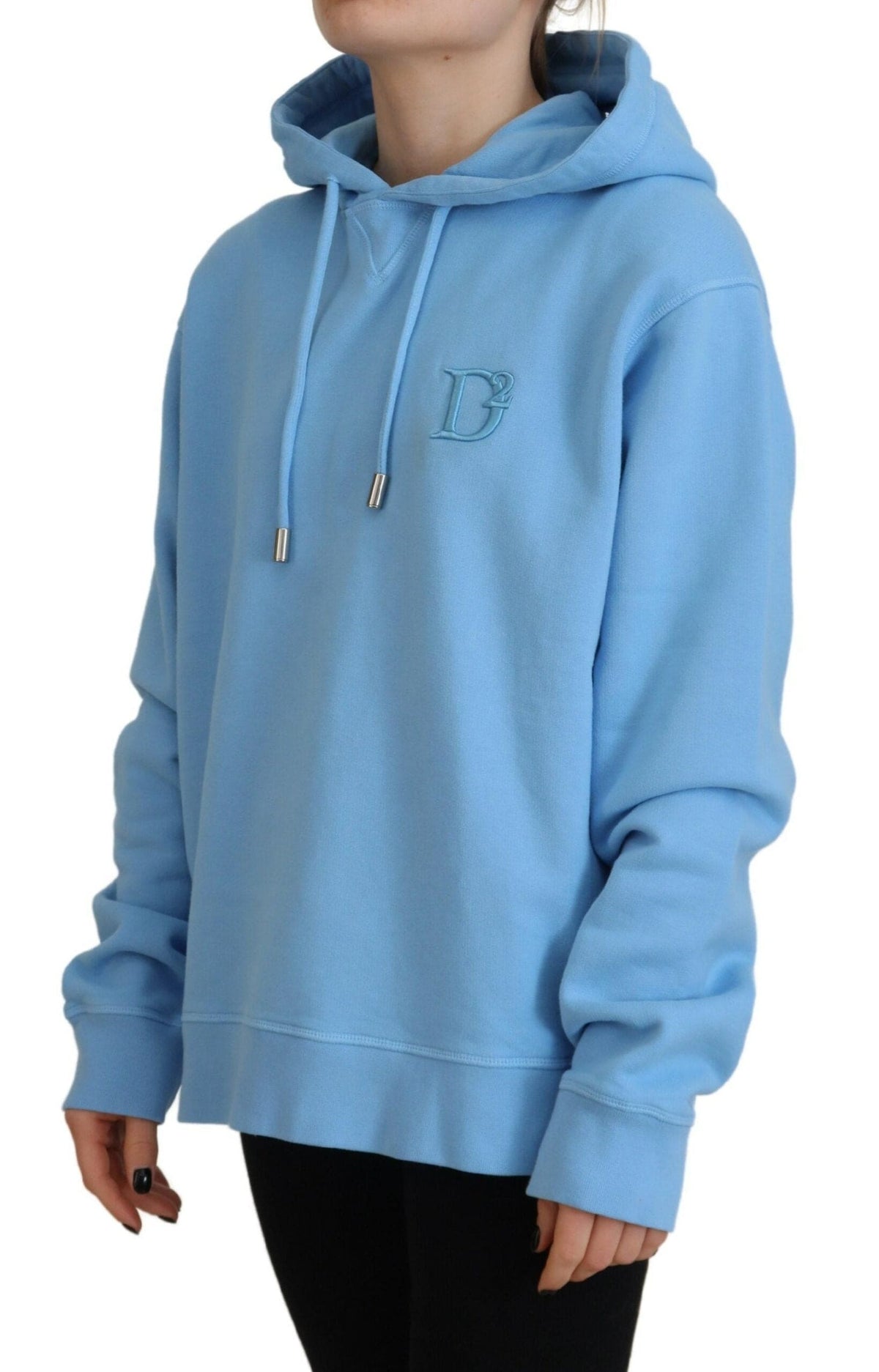 Pull à capuche et manches longues pour femme avec logo bleu clair Dsquared²