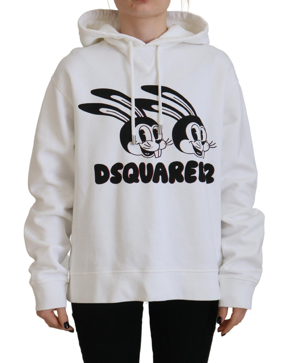 Pull à capuche et manches longues à imprimé animalier blanc Dsquared²