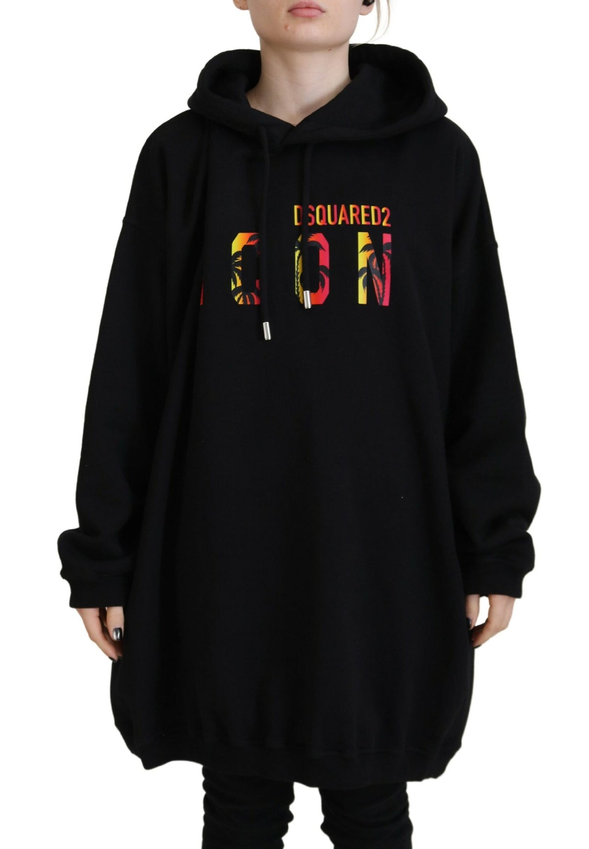 Sudadera con capucha y miniicono de algodón en color negro de Dsquared²