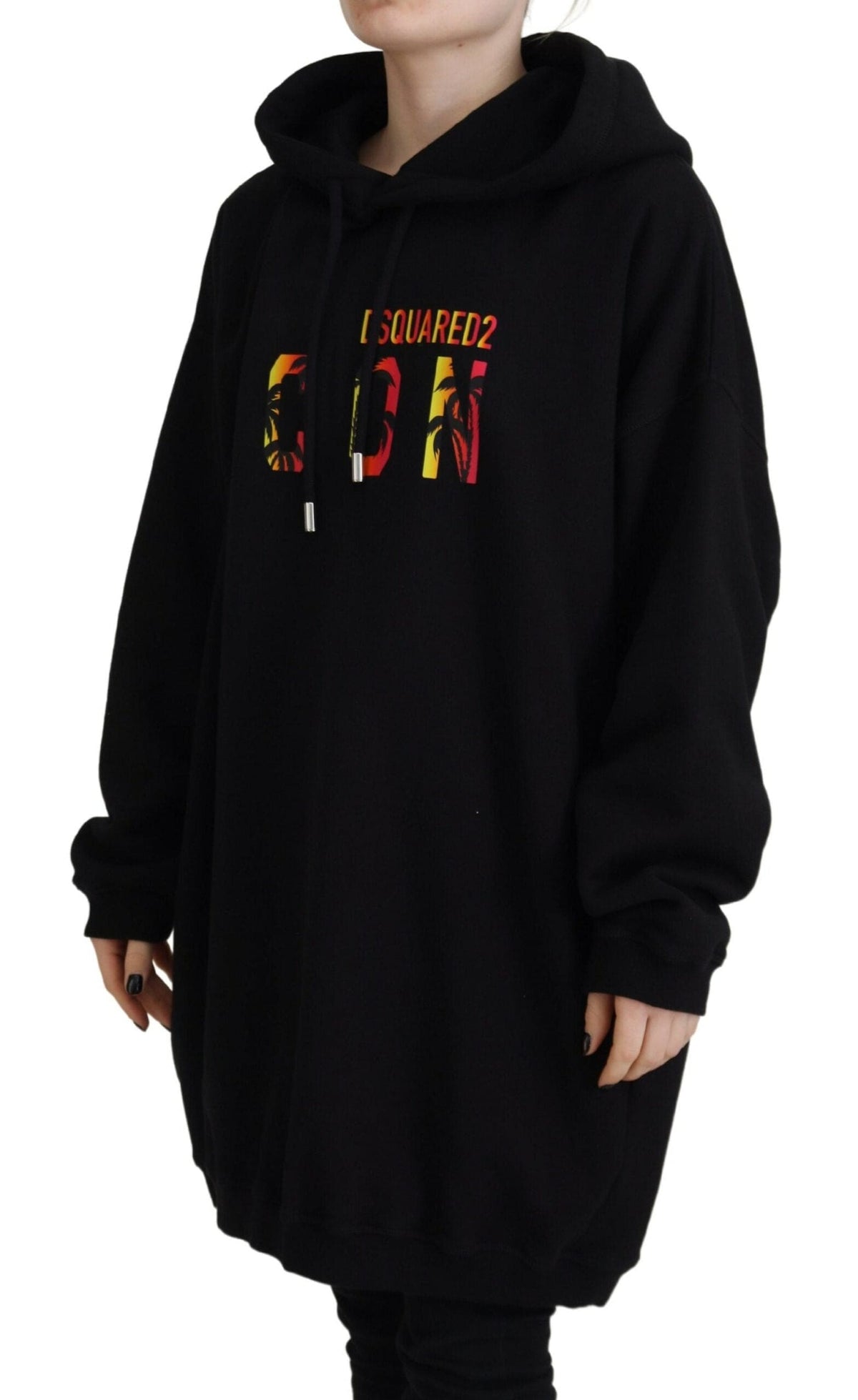 Sudadera con capucha y miniicono de algodón en color negro de Dsquared²