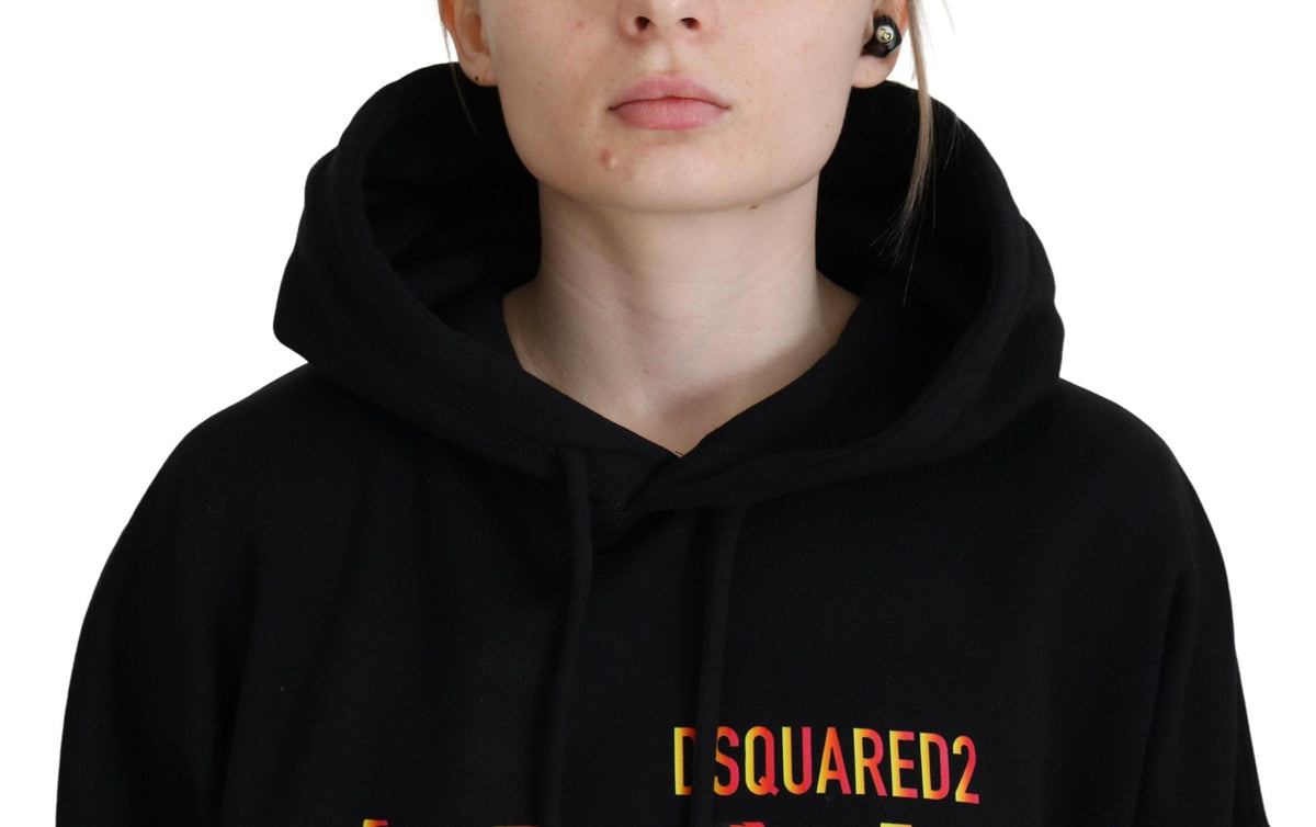 Sudadera con capucha y miniicono de algodón en color negro de Dsquared²