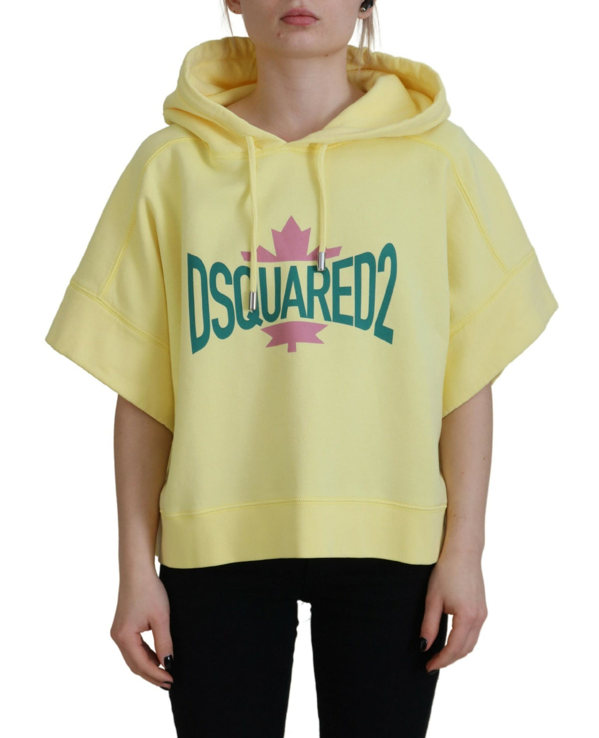 Sudadera con capucha y estampado del logotipo en color amarillo de Dsquared²