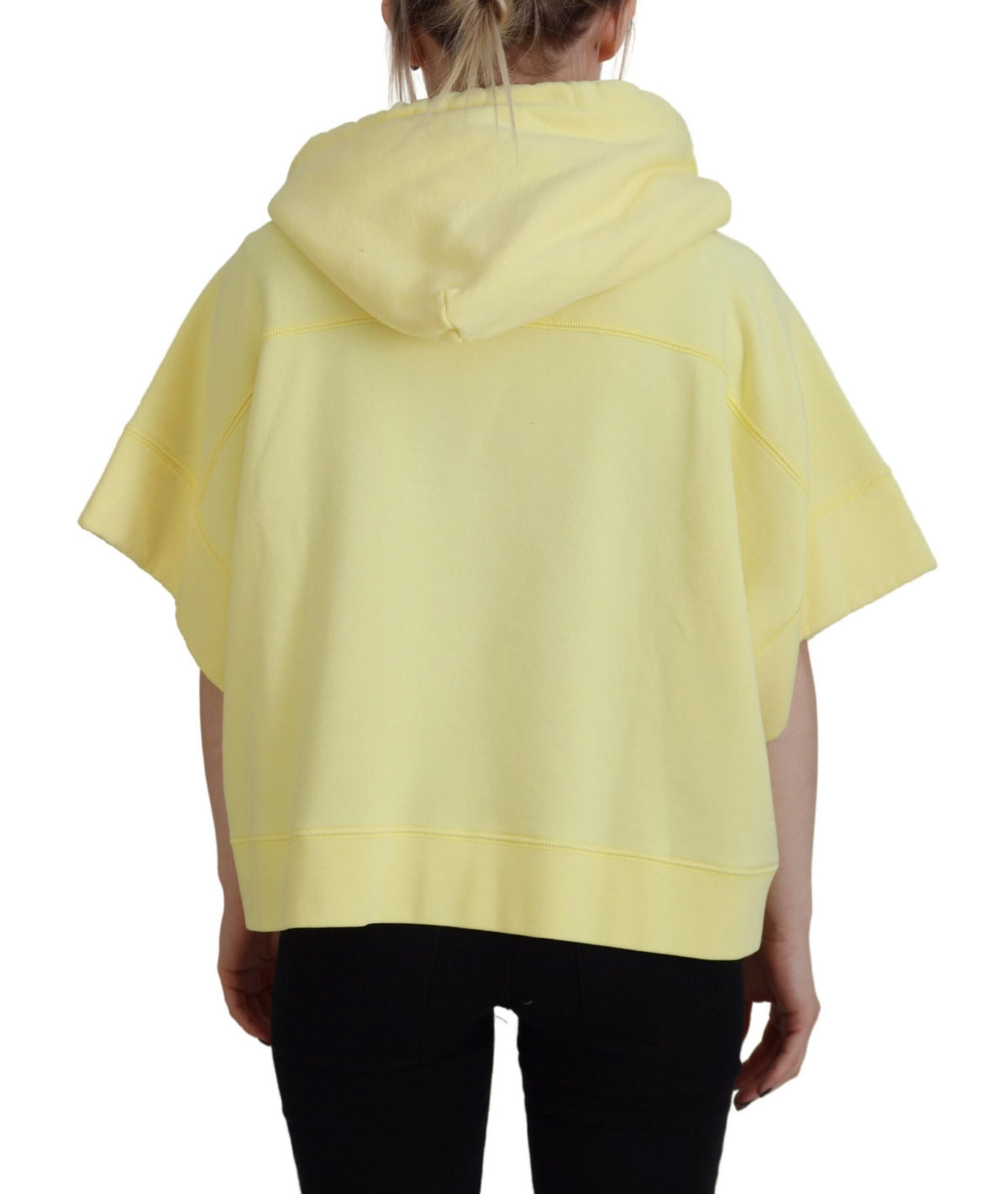 Sweat-shirt à capuche en coton imprimé logo jaune Dsquared²