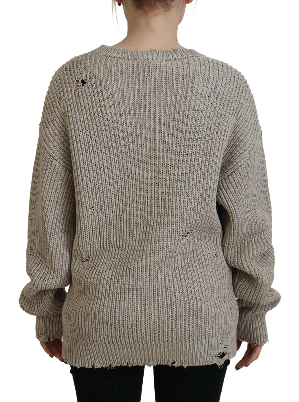 Pull col rond en maille de coton beige Dsquared²