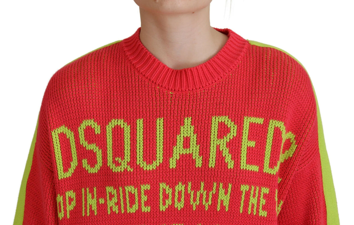 Pull ras du cou en maille de coton multicolore Dsquared²