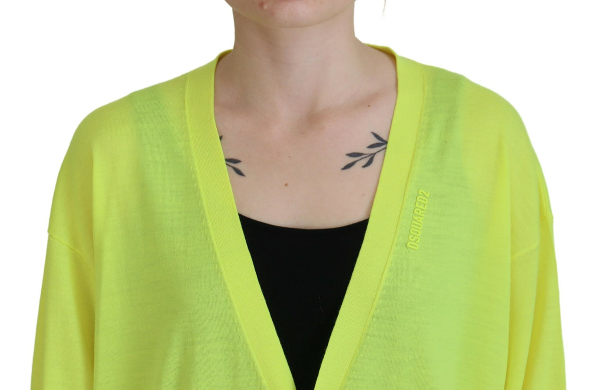 Pull cardigan boutonné en laine jaune Dsquared²