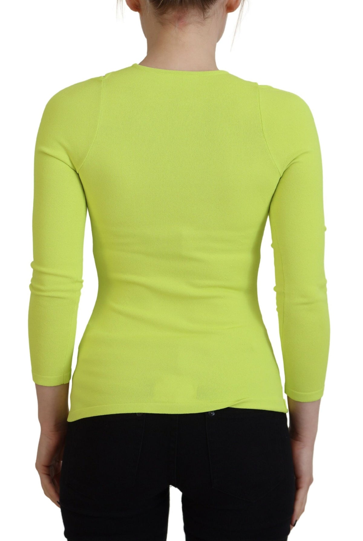 Haut à manches longues et épaules ouvertes en viscose jaune vert Dsquared²