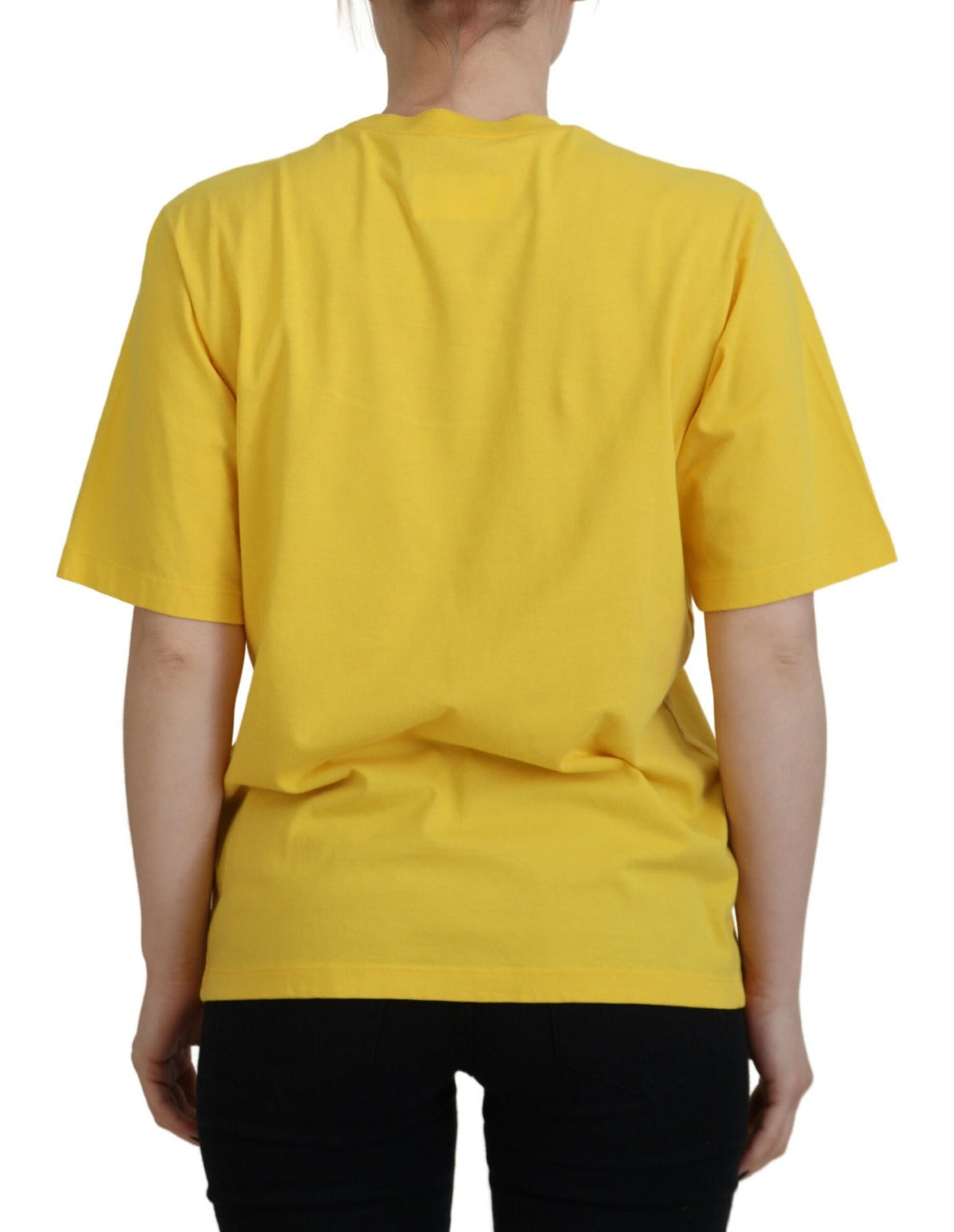 T-shirt ras du cou en coton jaune avec logo imprimé Dsquared²