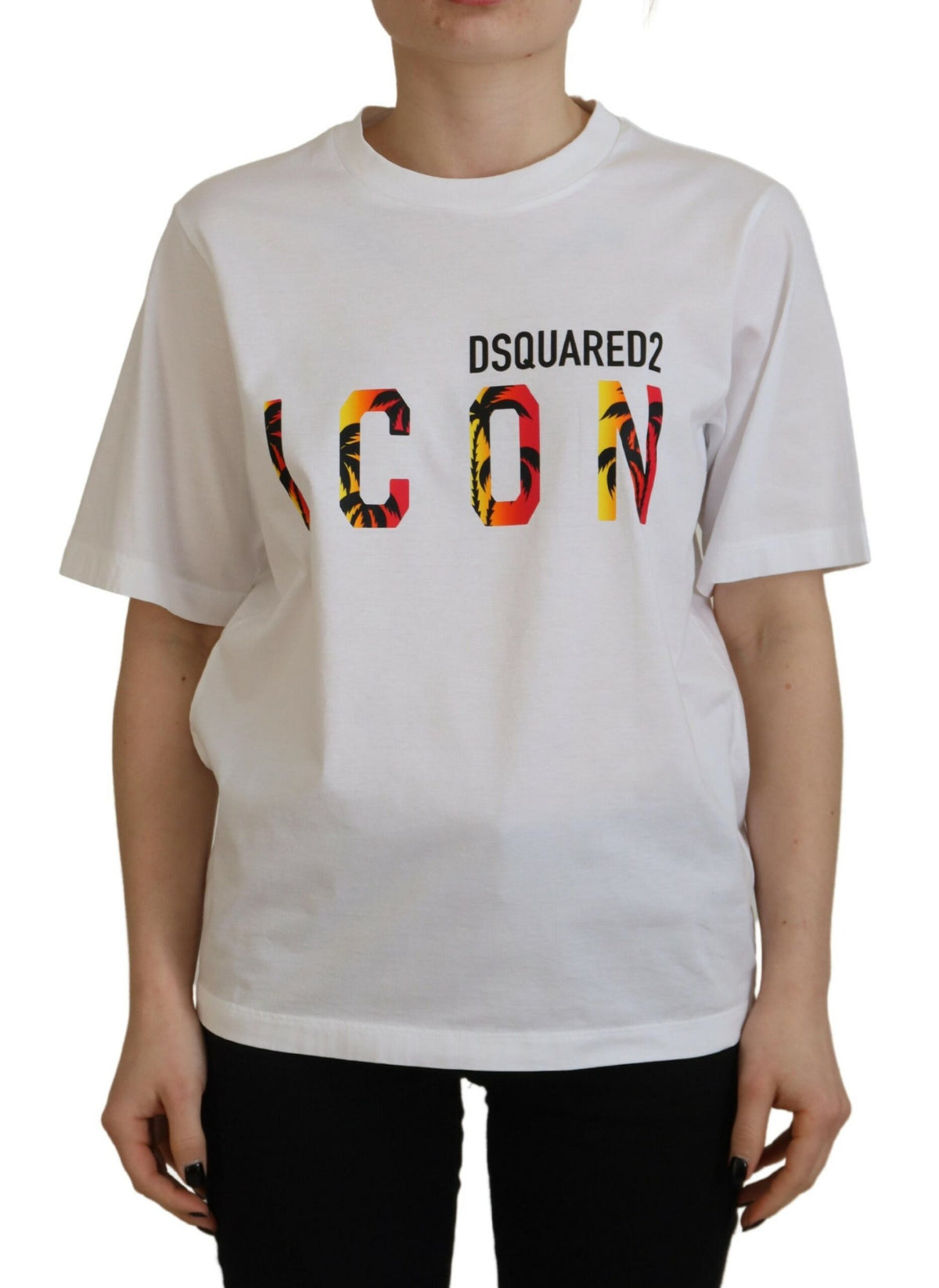 T-shirt ras du cou en coton blanc brillant Icon East Tee de Dsquared²