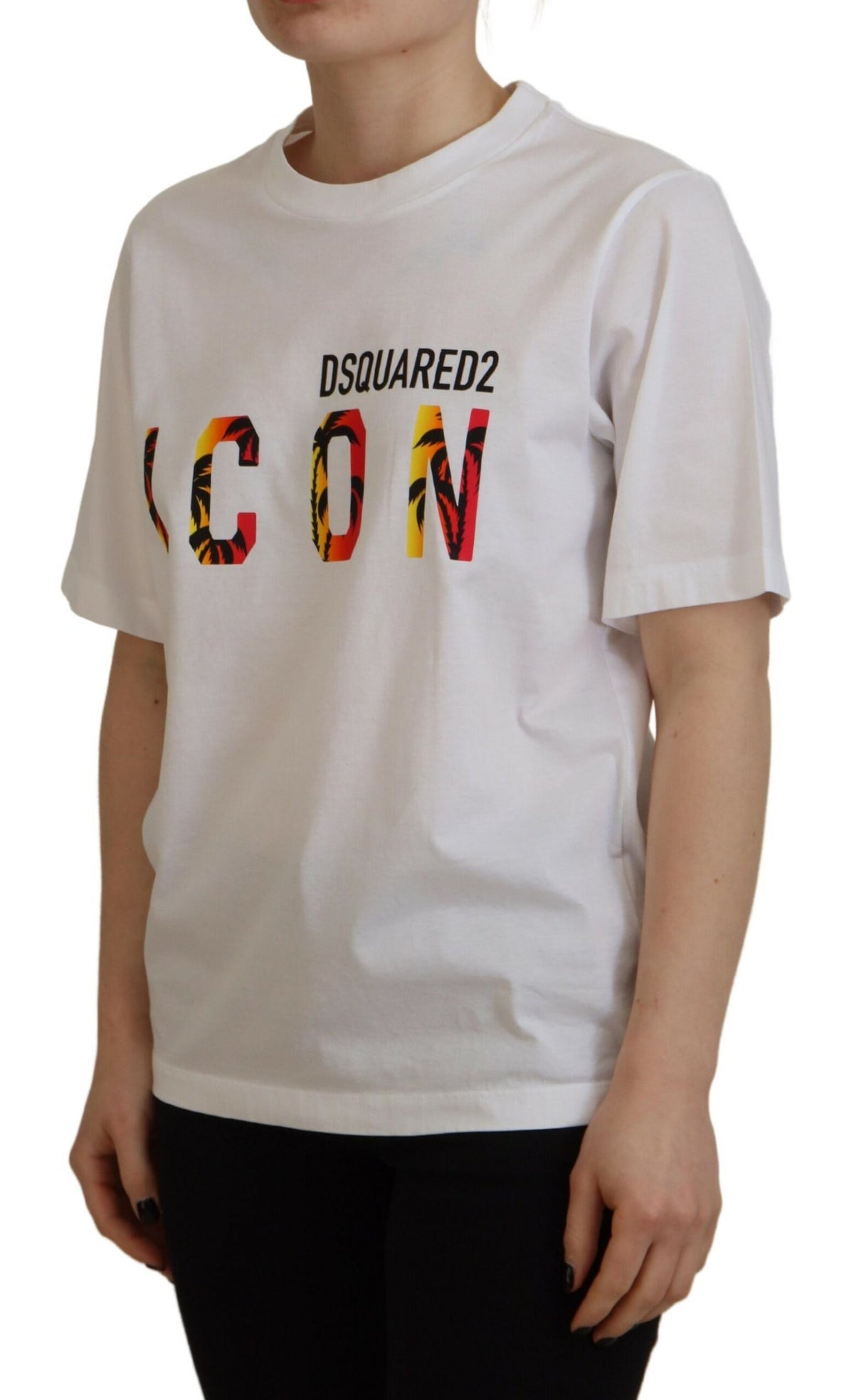 Camiseta de cuello redondo Icon East Tee de algodón blanco brillante de Dsquared²