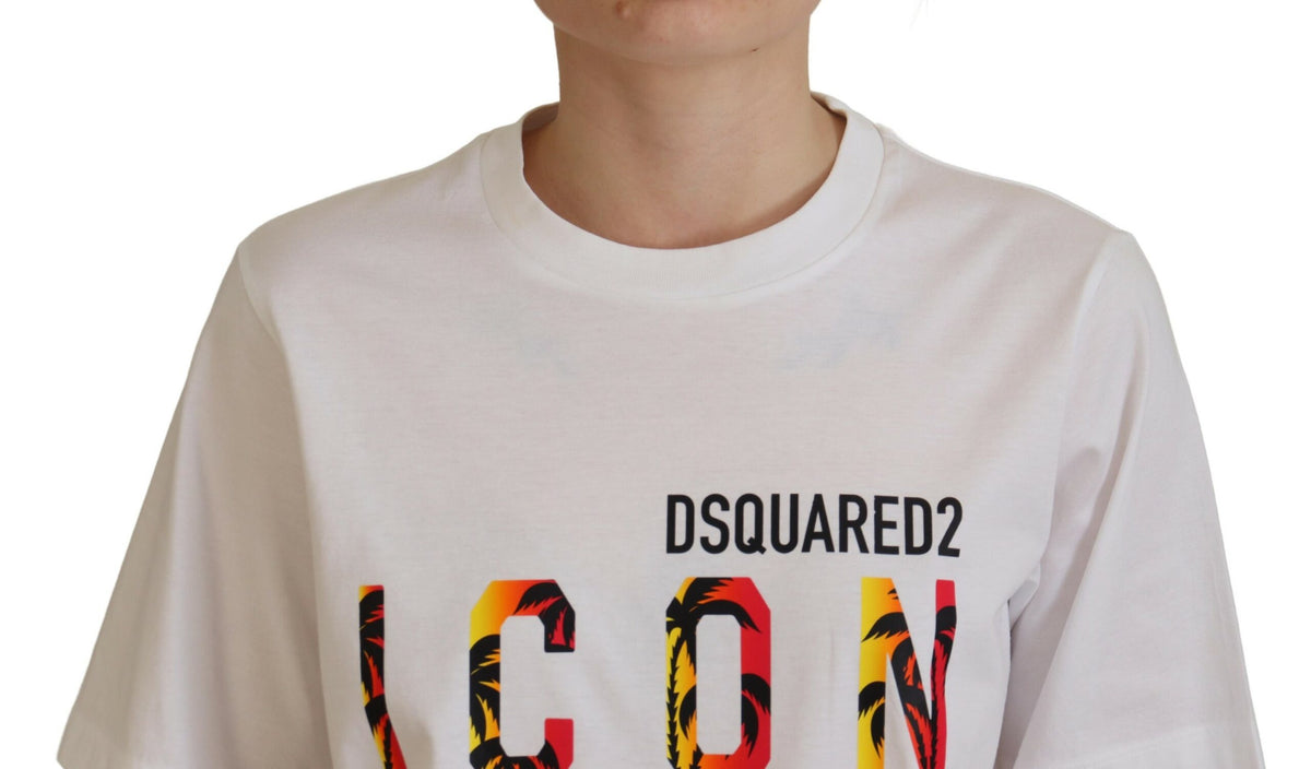 T-shirt ras du cou en coton blanc brillant Icon East Tee de Dsquared²