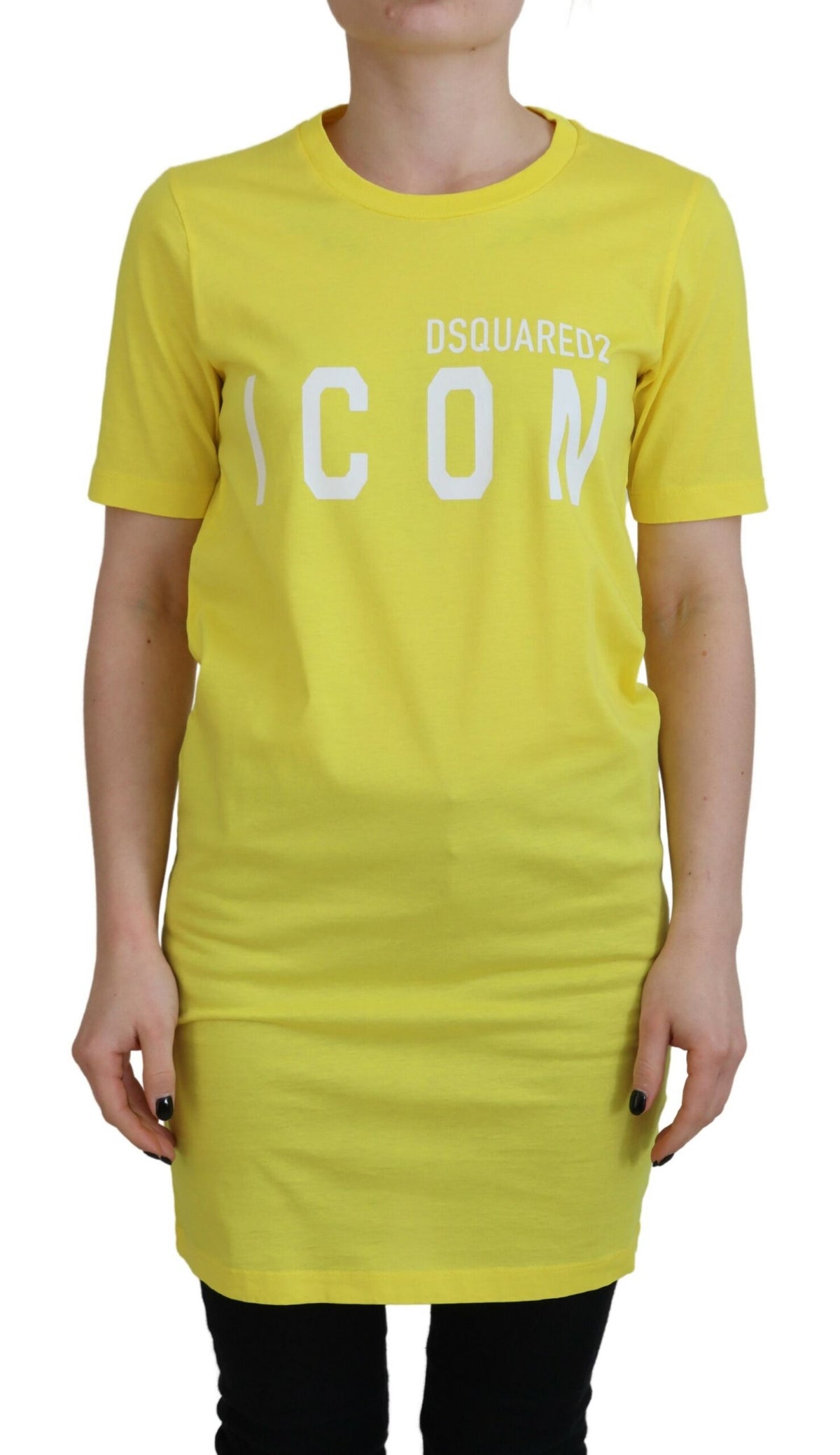 T-shirt ras du cou jaune en coton brillant avec logo Renny de Dsquared²