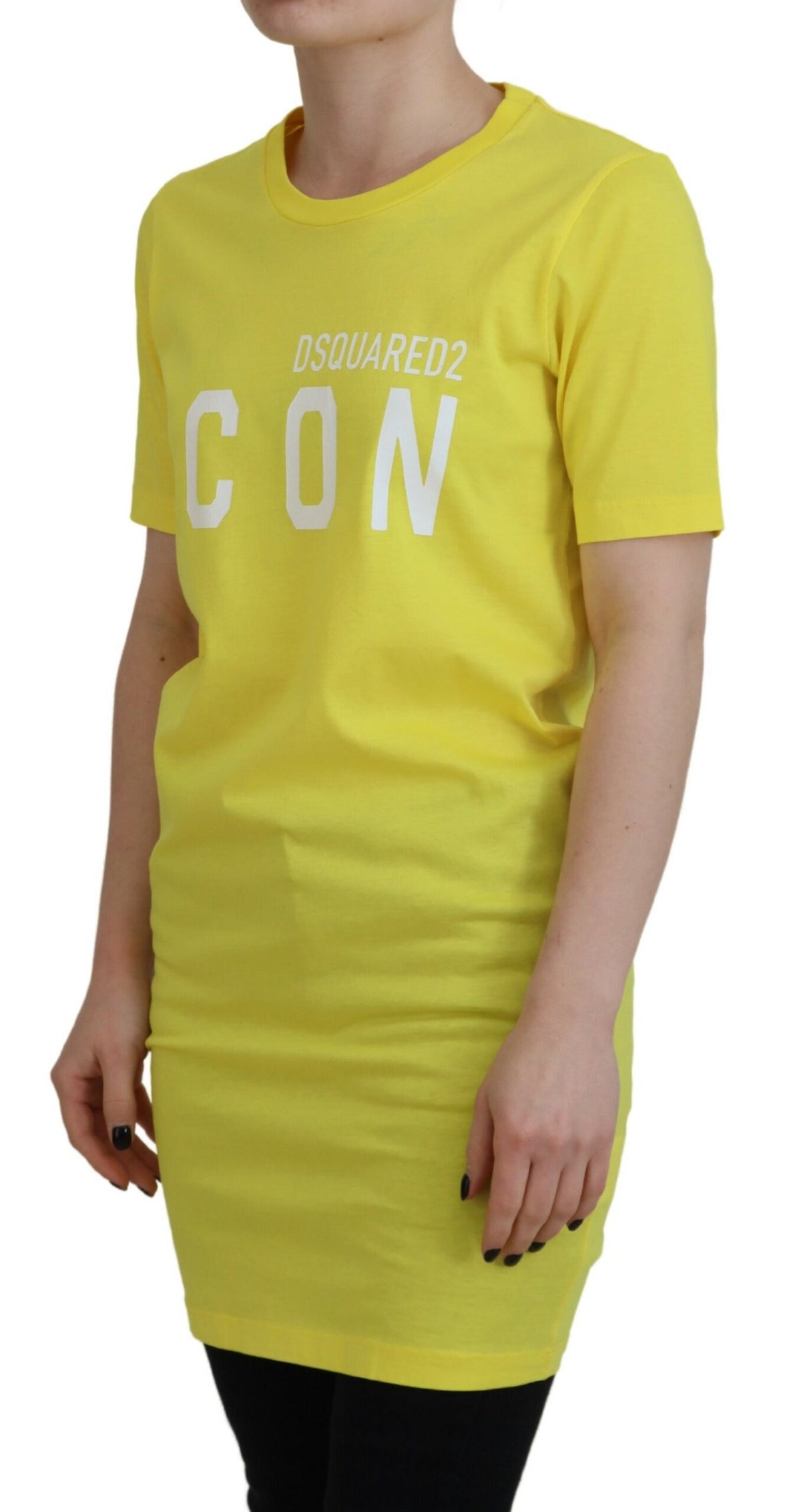 T-shirt ras du cou jaune en coton brillant avec logo Renny de Dsquared²