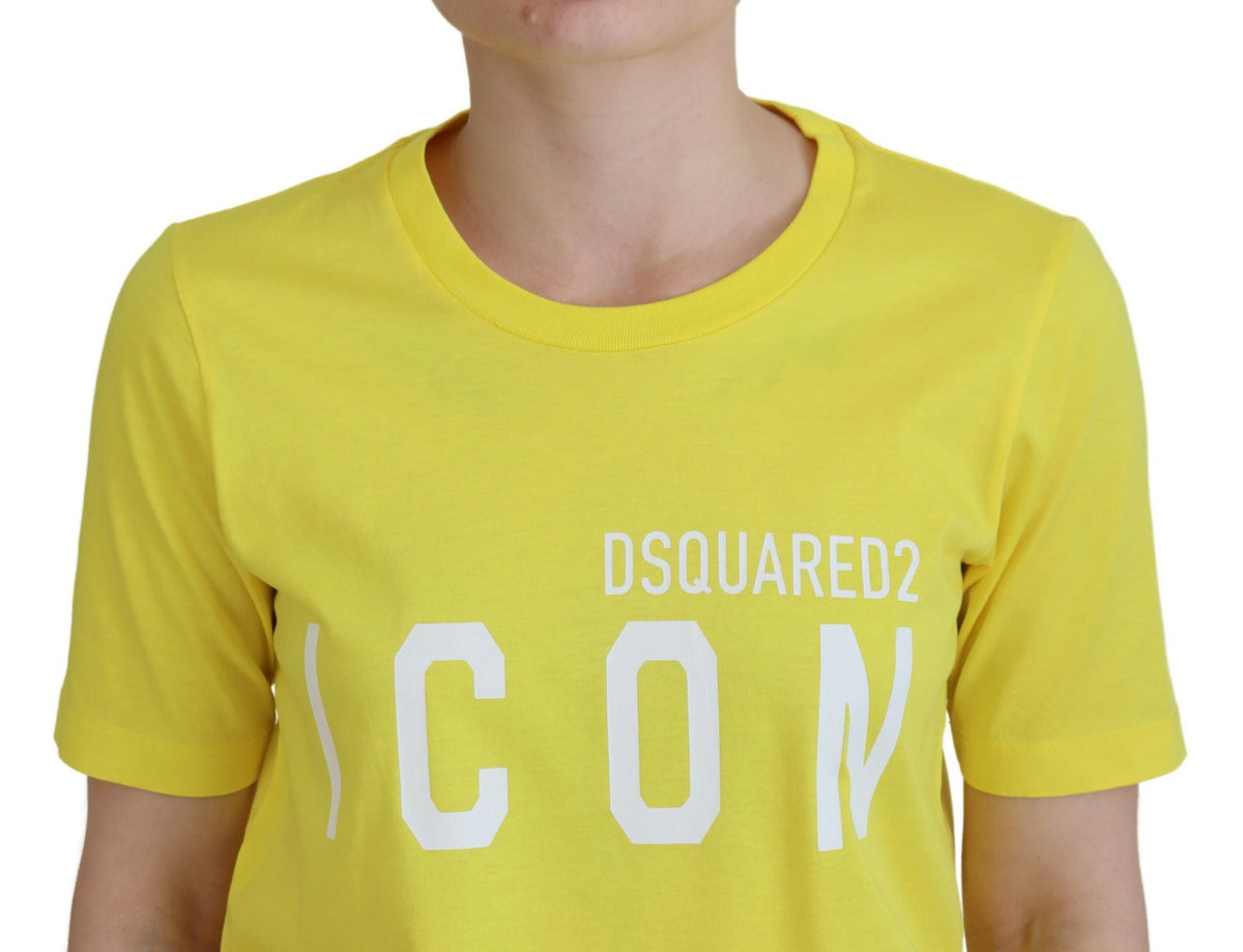 T-shirt ras du cou jaune en coton brillant avec logo Renny de Dsquared²