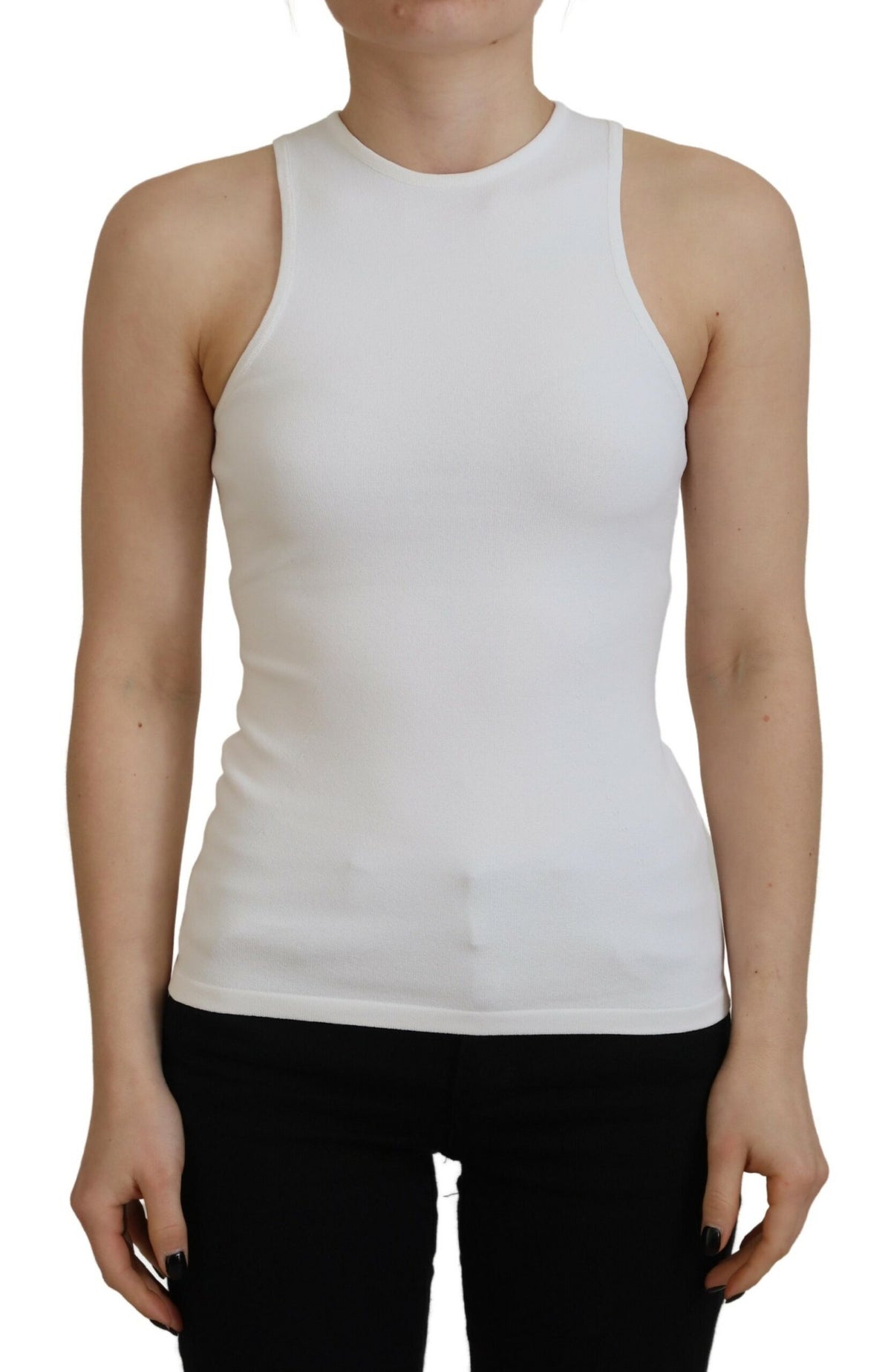 T-shirt col rond sans manches en viscose blanc Dsquared²