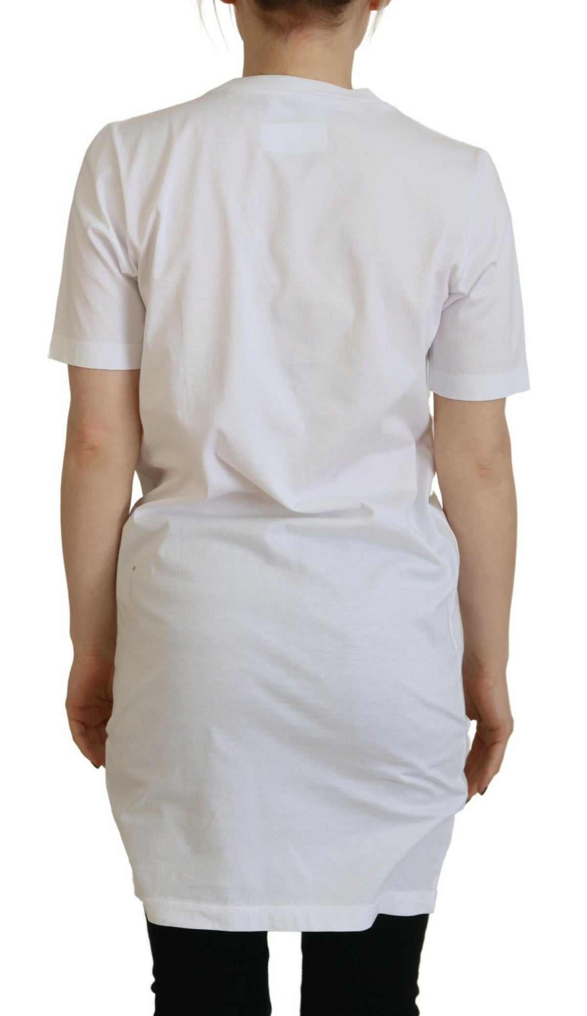 T-shirt ras du cou en coton blanc avec logo imprimé Dsquared²