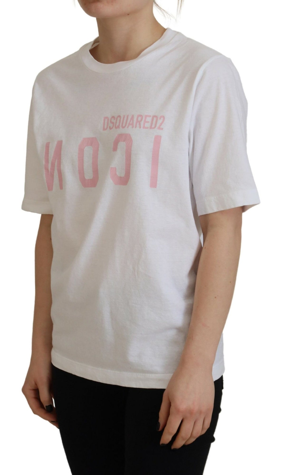 T-shirt ras du cou en coton blanc brillant Icon East Tee de Dsquared²