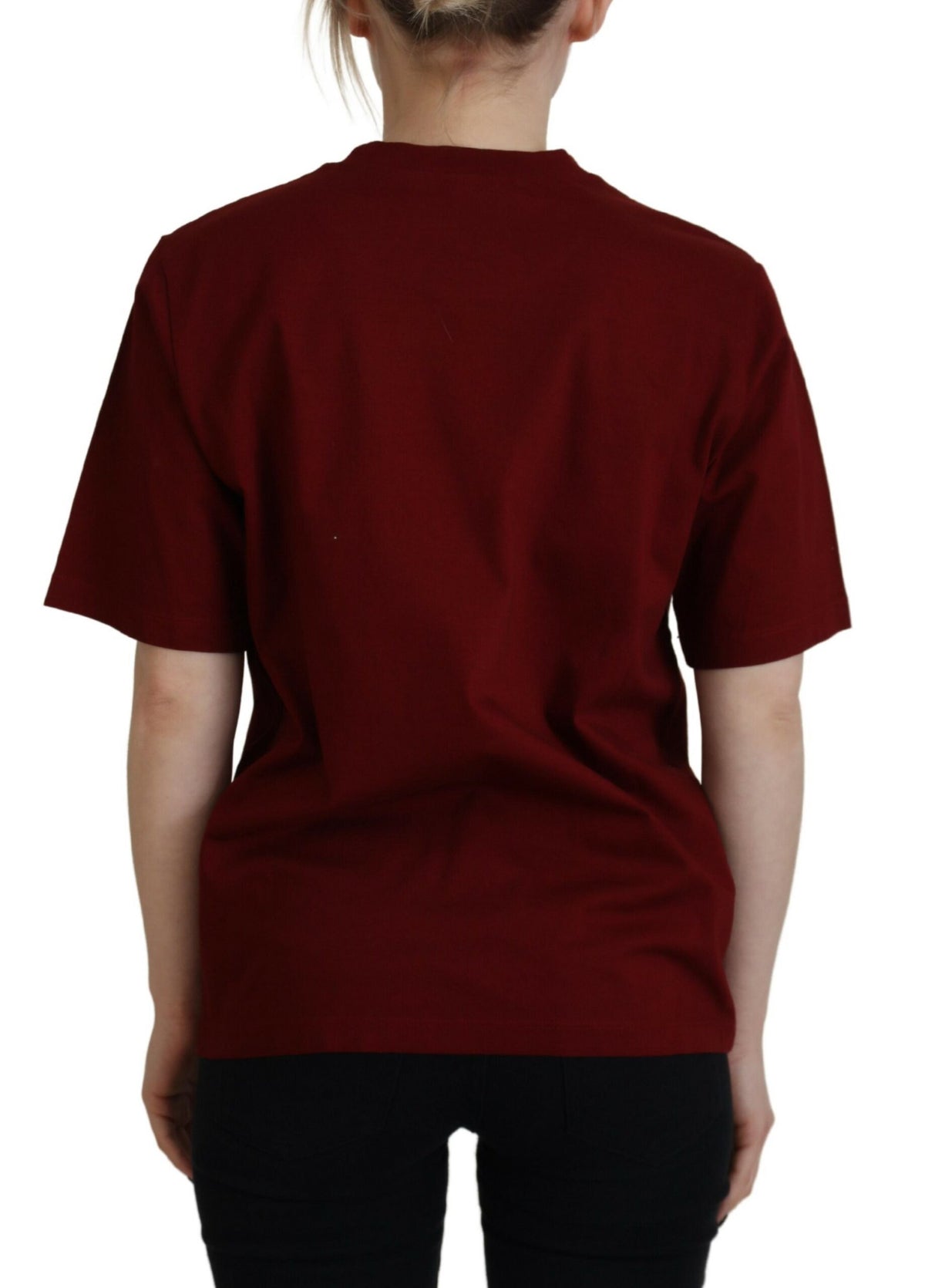 T-shirt ras du cou à manches courtes et logo bordeaux en coton Dsquared²