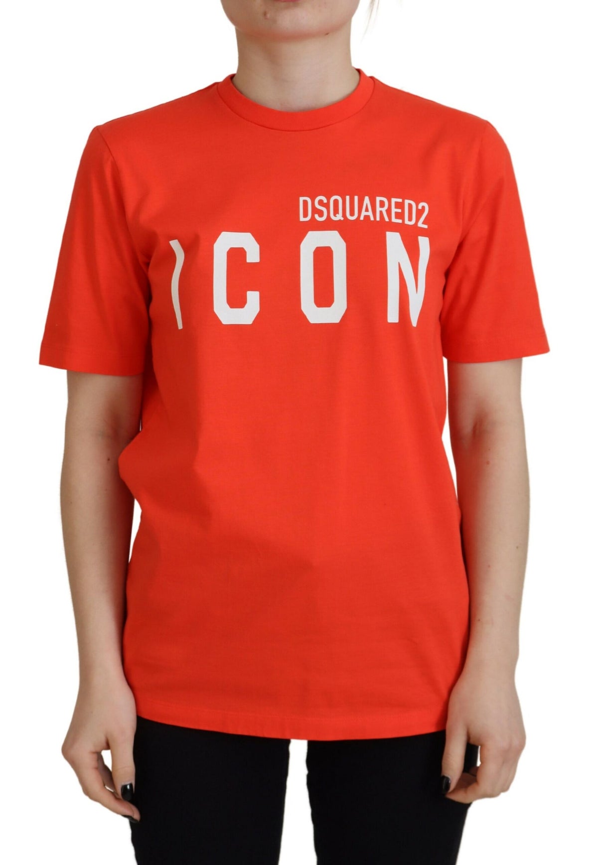 T-shirt ras du cou en coton orange brillant Icon East Tee de Dsquared²