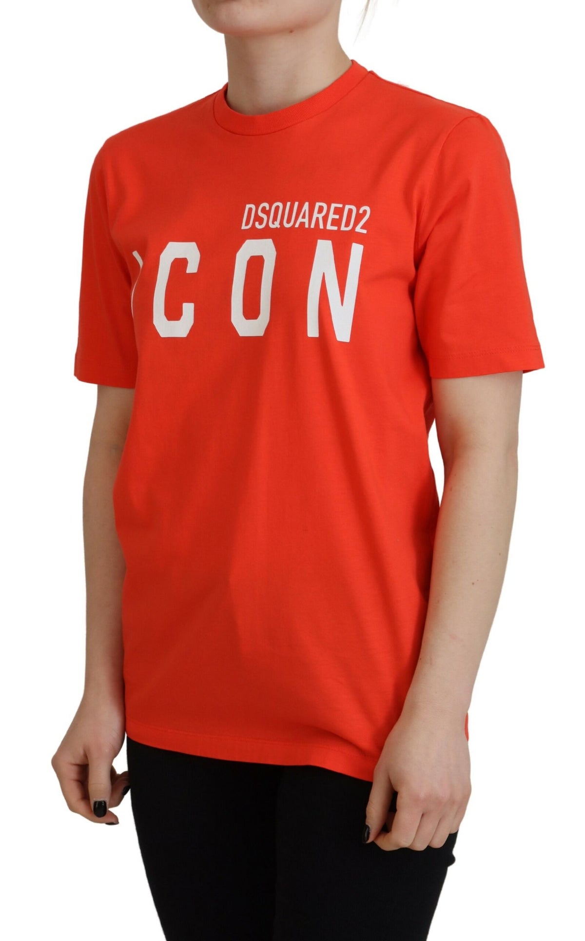 Camiseta de cuello redondo con icono East Tee de algodón brillante naranja de Dsquared²