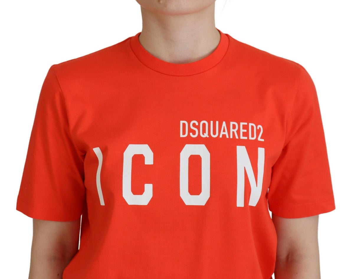 T-shirt ras du cou en coton orange brillant Icon East Tee de Dsquared²