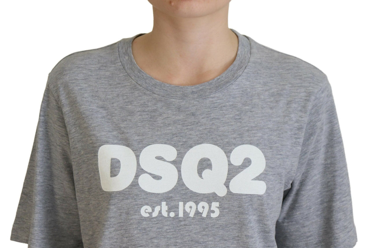 T-shirt ras du cou à manches courtes en coton gris avec logo Dsquared²