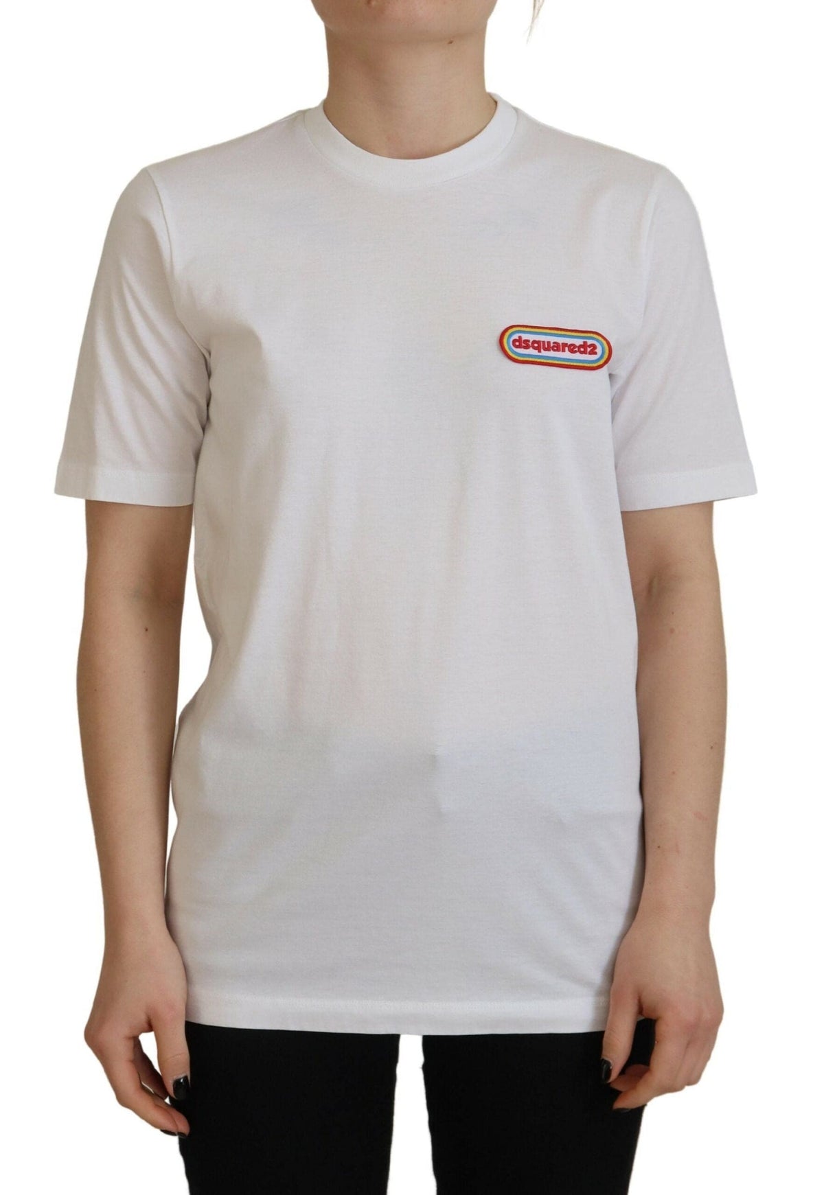 T-shirt ras du cou à manches courtes et logo blanc Dsquared²