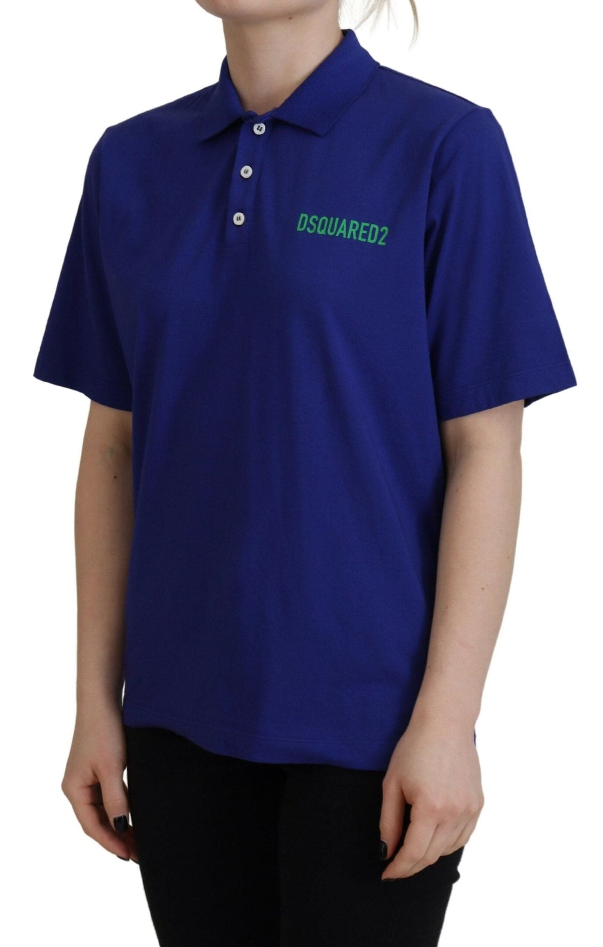 Camiseta polo de manga corta con cuello azul y textos de Dsquared²