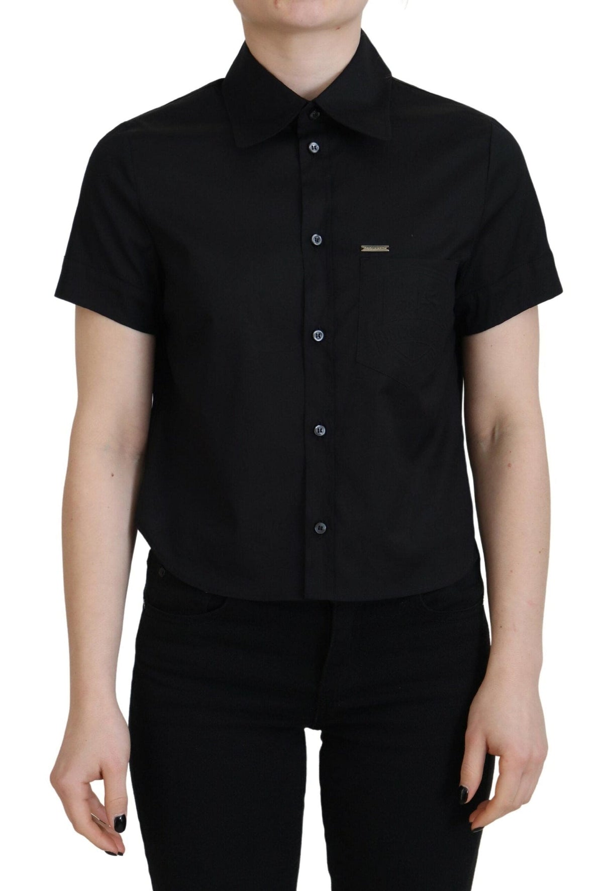 Polo noir à manches courtes et col boutonné Dsquared²