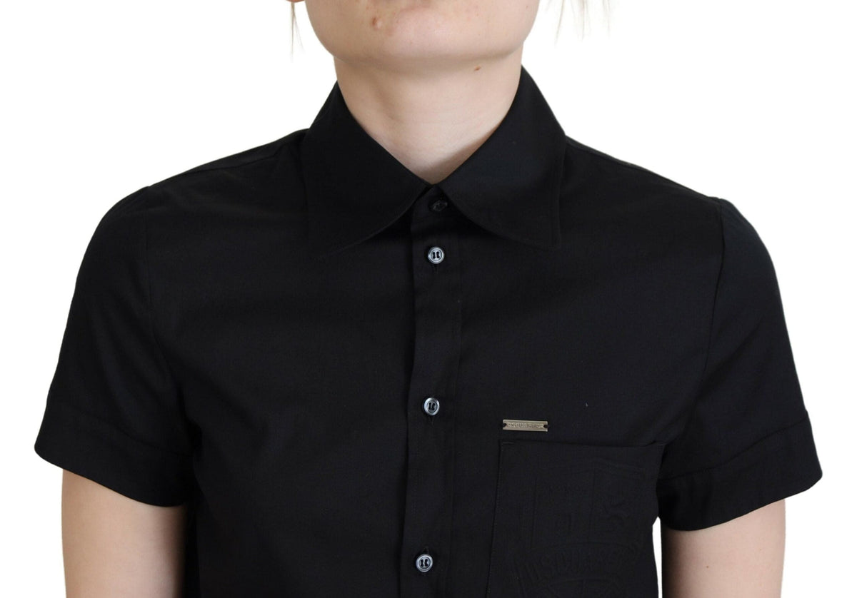 Polo de manga corta con botones y cuello negro de Dsquared²