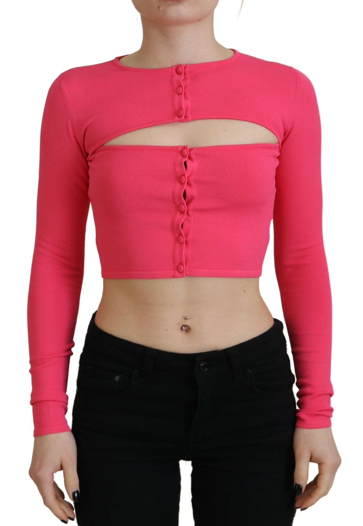 Top de manga larga con escote abierto en viscosa rosa de Dsquared²